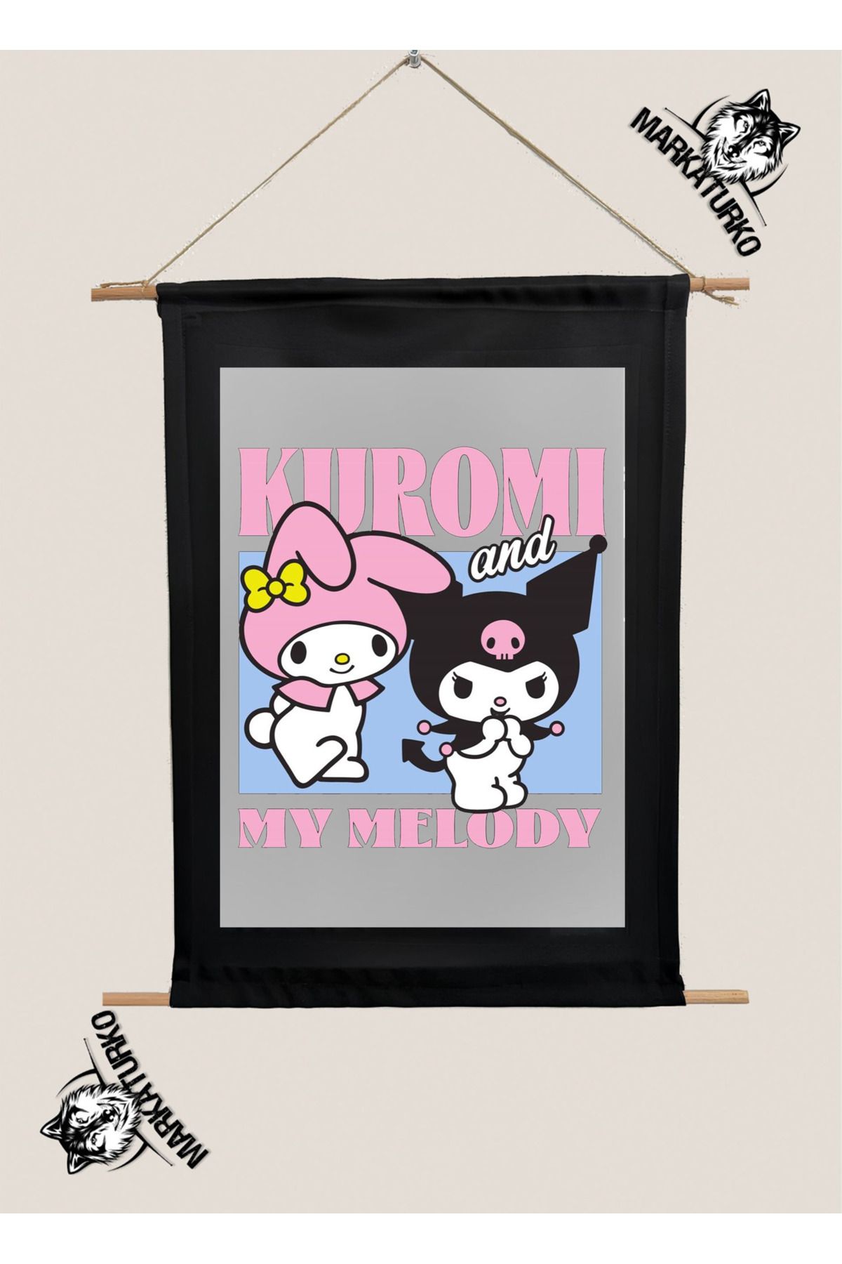 MarkaTurko KUROMİ&MY MELODY ÖZEL TASARIM SÜBLİMASYON BASKI TABLO 1976-45
