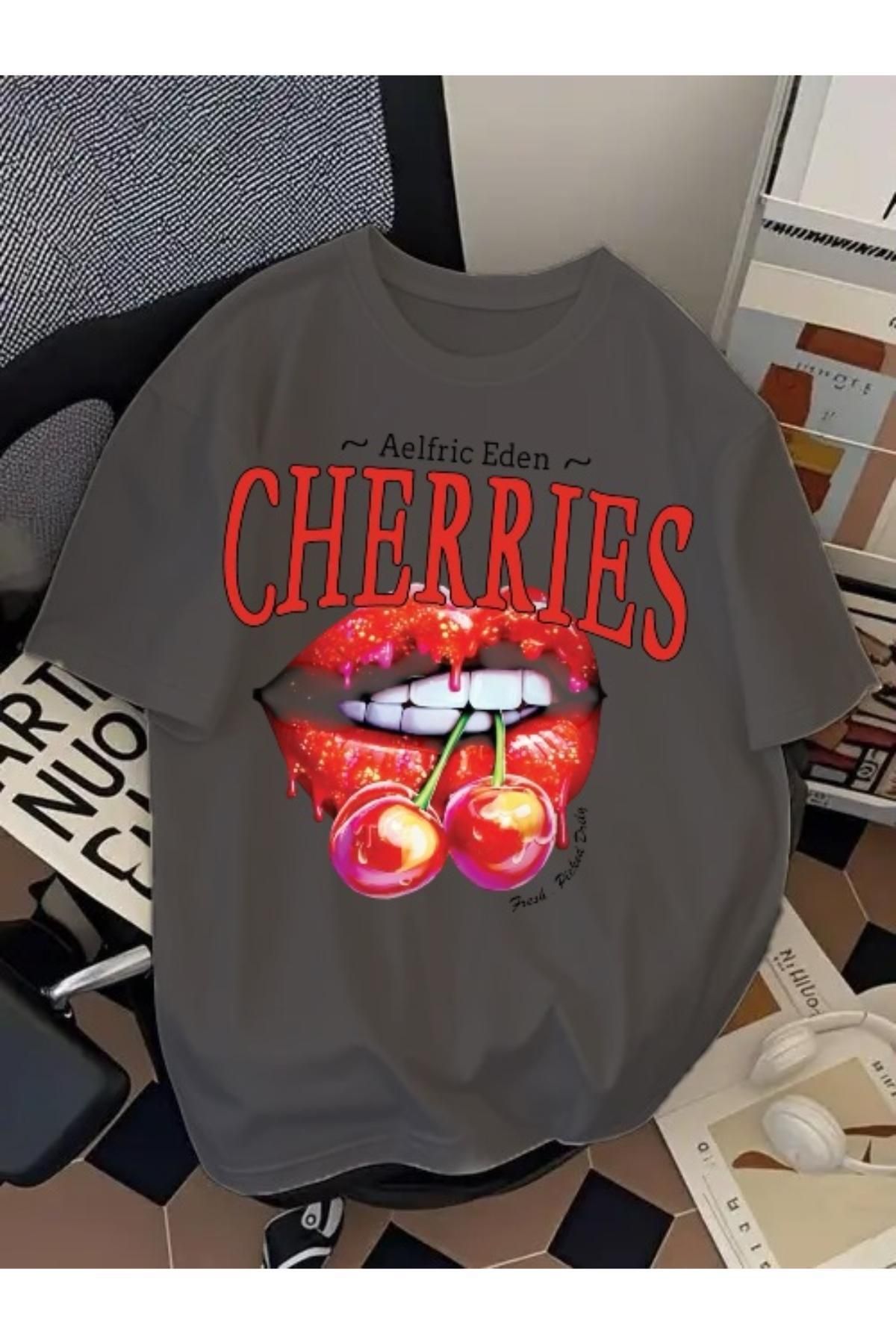 EQİ Cherries Baskılı Oversize T-Shirt