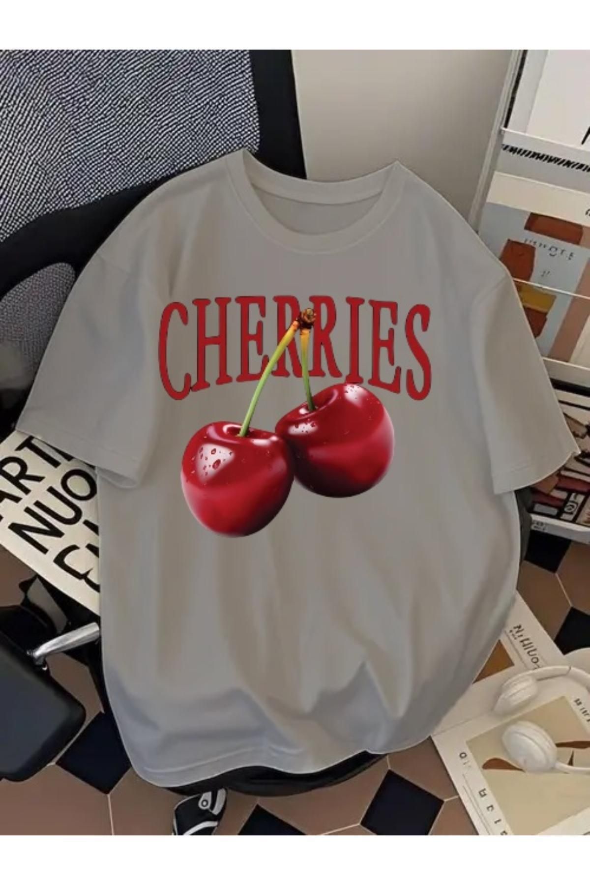 EQİ Cherries Baskılı Oversize T-Shirt