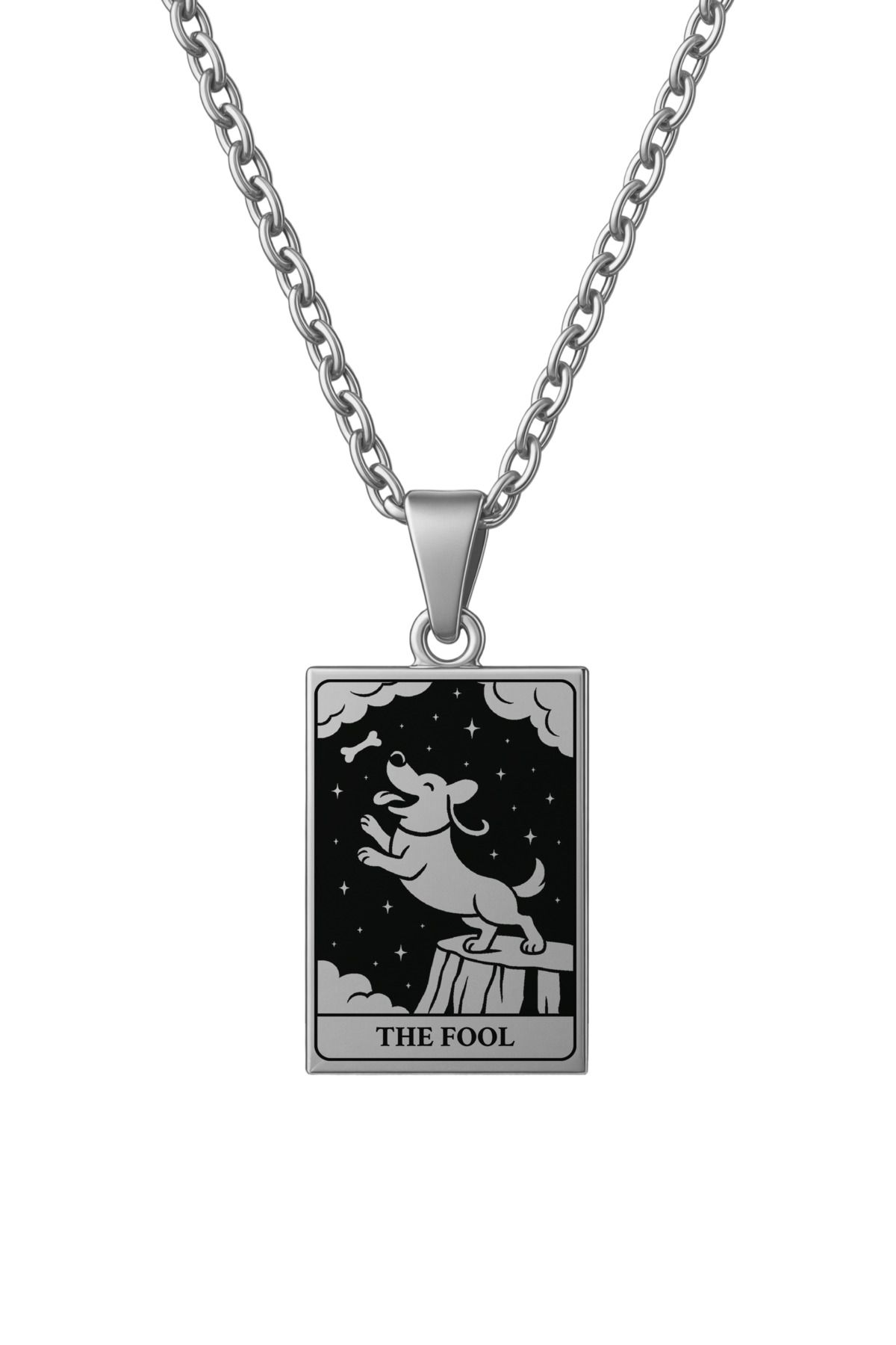 ArtinArt The Fool - Soytarı Köpek Tarot Kart | 316L Çelik Kolye