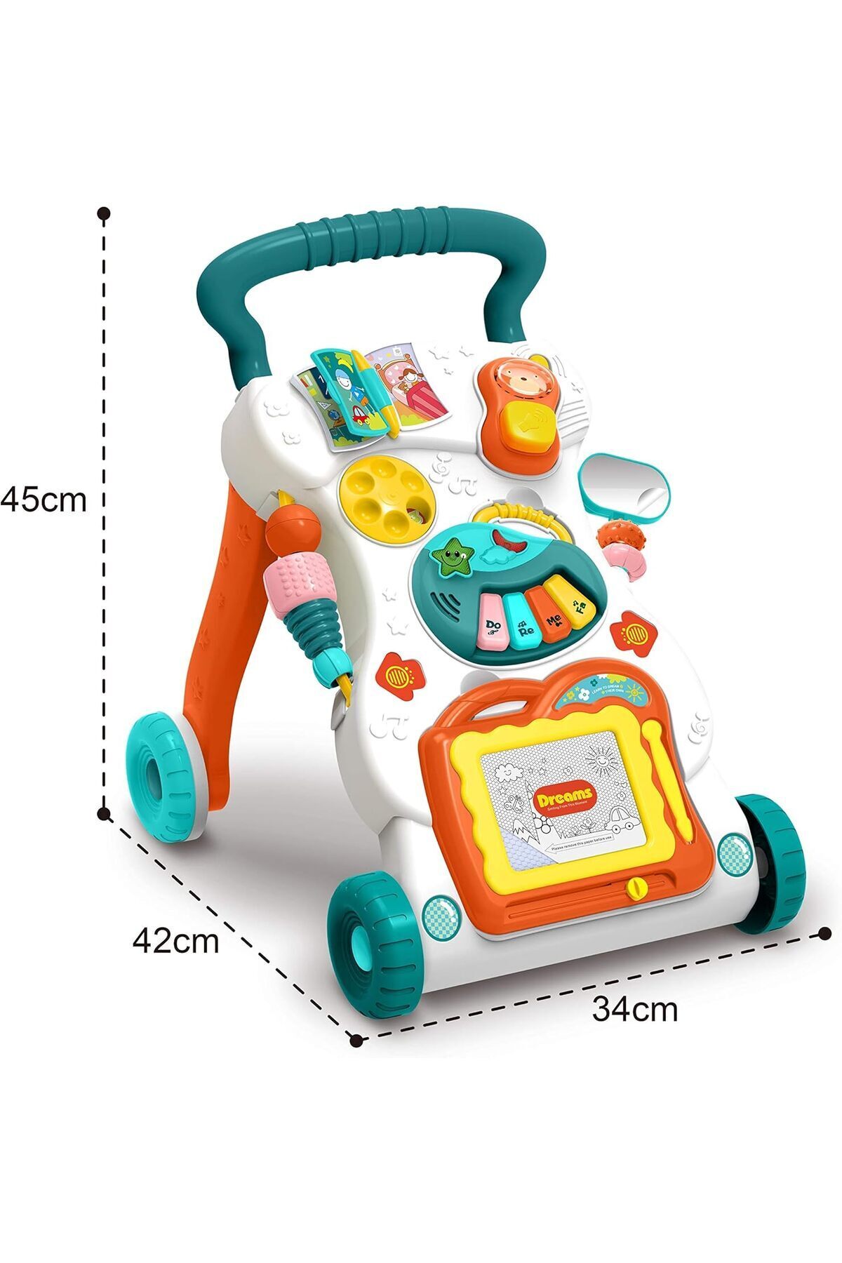 مشاية أطفال تعليمية 3 في 1 مع لوحة رسم، وضعية الجلوس والوقوف للأطفال