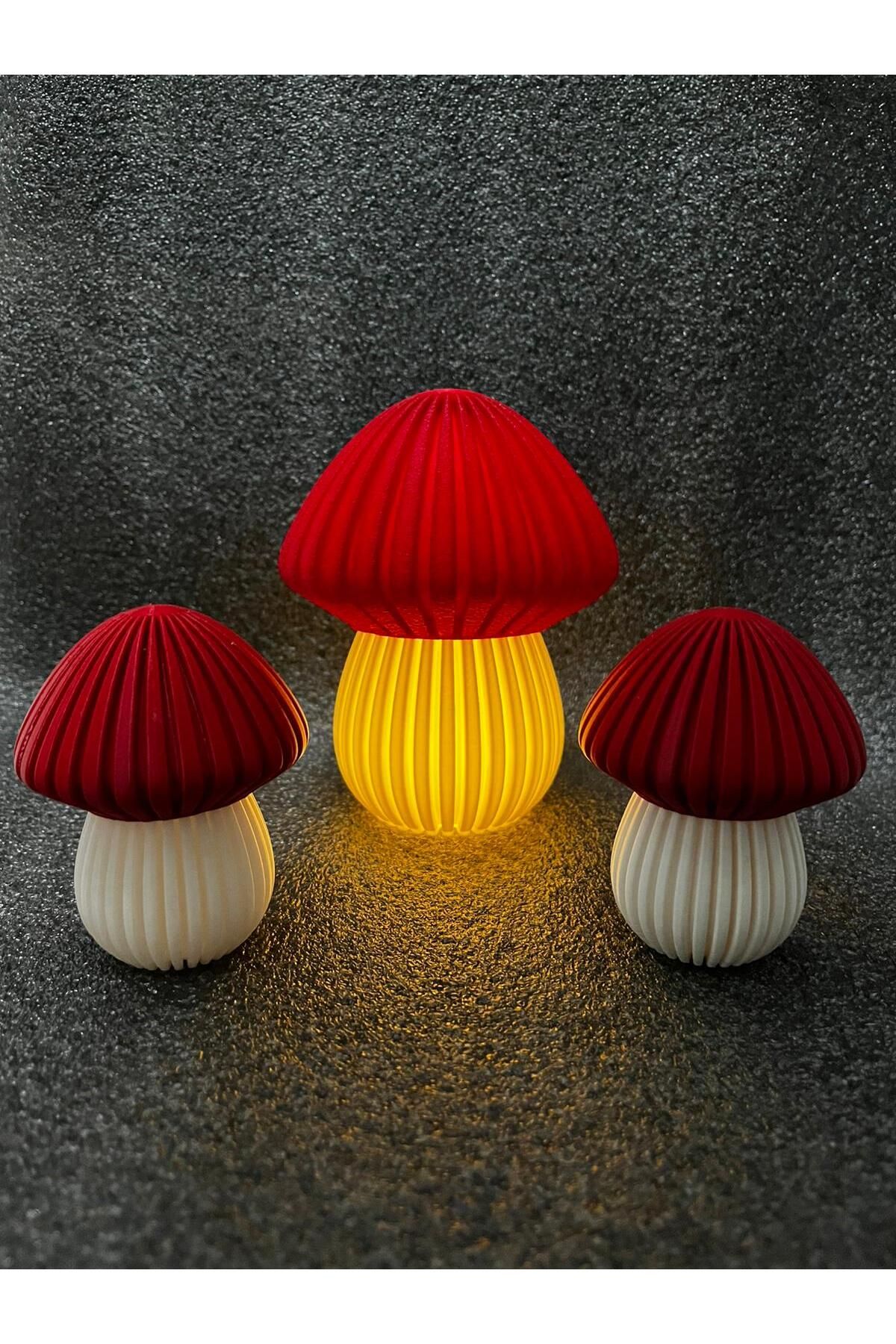 Printorium Dekoratif Işıklı Mantar Biblo Seti , Tealight Led Mumlu