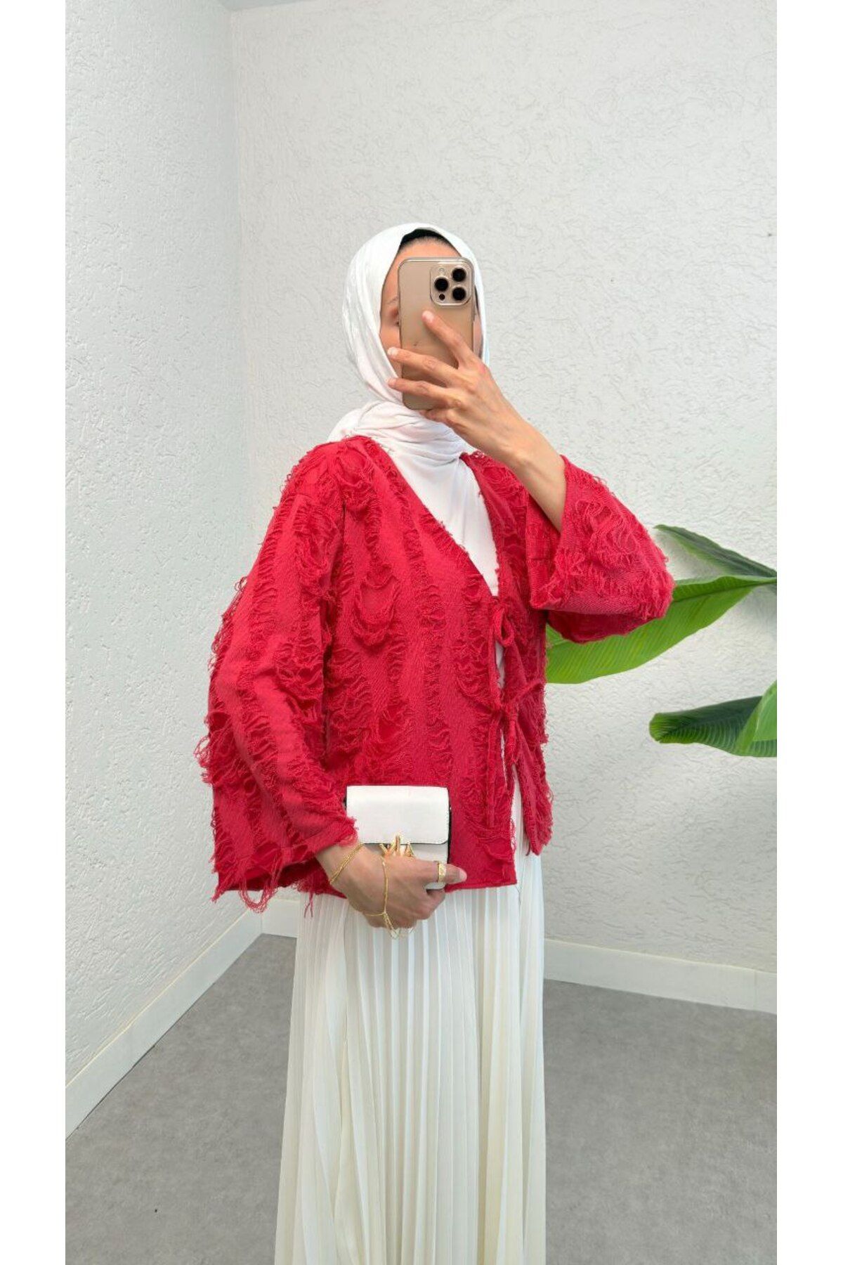 BisuModa SAKALLI JAKAR KUMAŞ BAĞLAMALI KİMONO