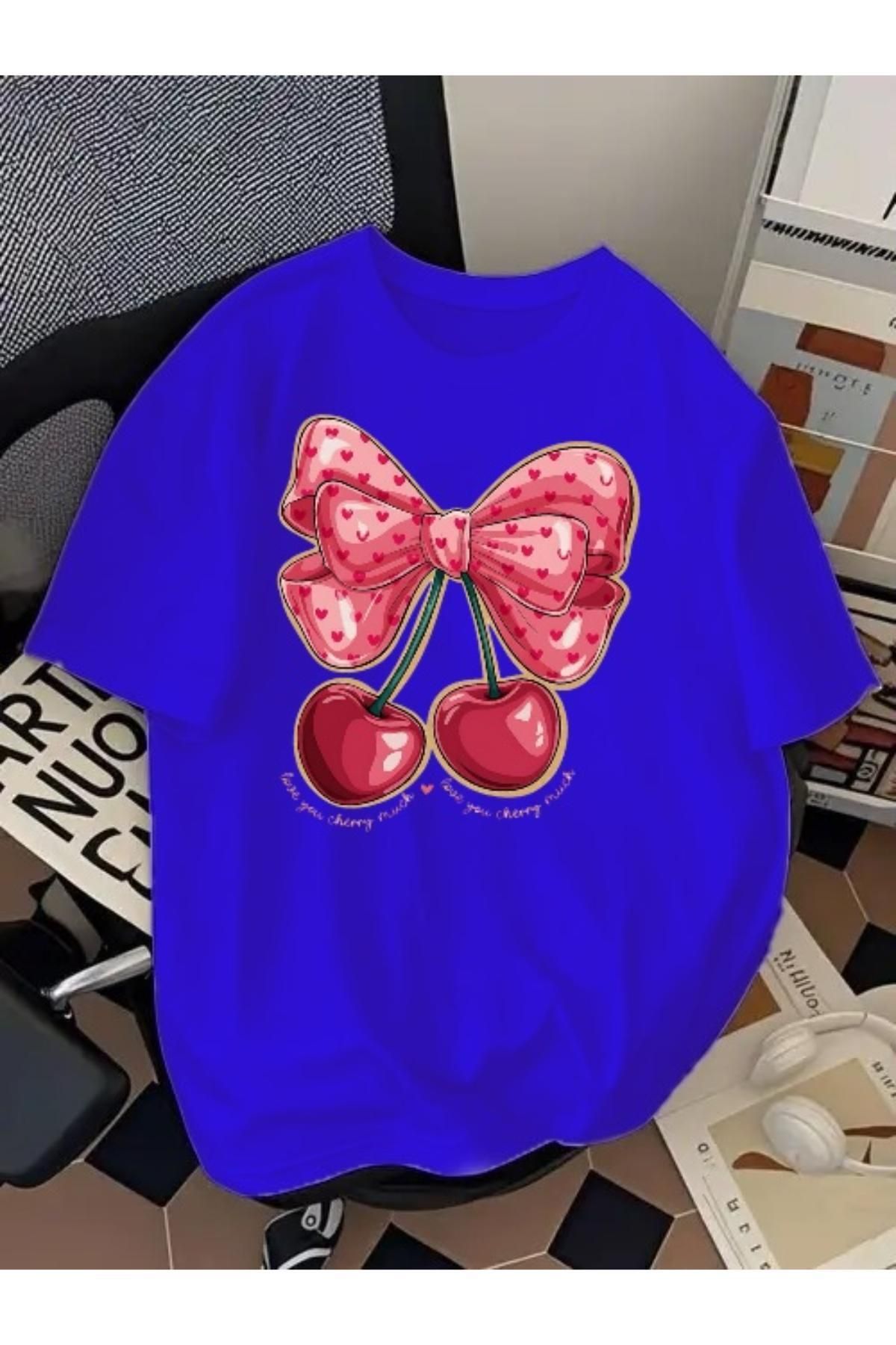 EQİ Cherry Baskılı Oversize T-Shirt