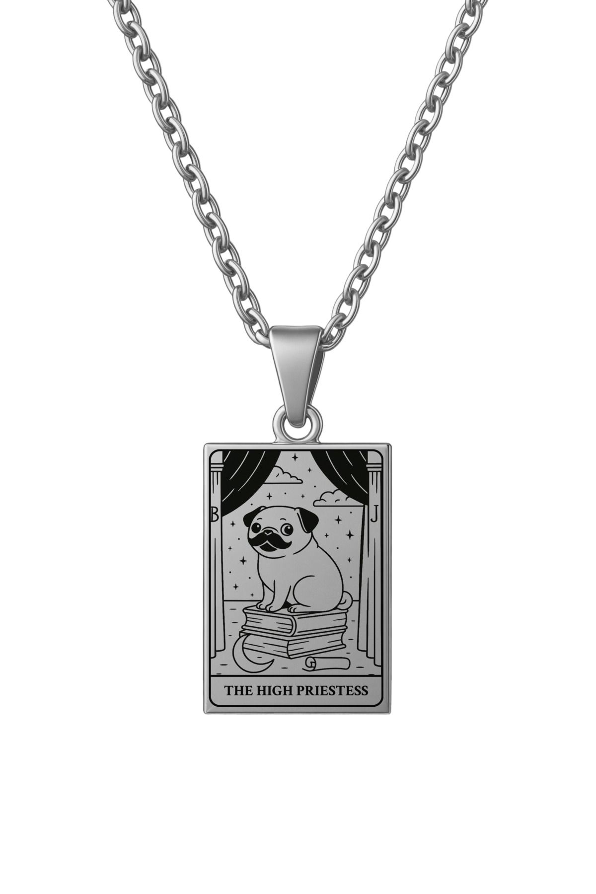 ArtinArt The High Priestess - Azize Köpek Tarot Kart | 316L Çelik Kolye