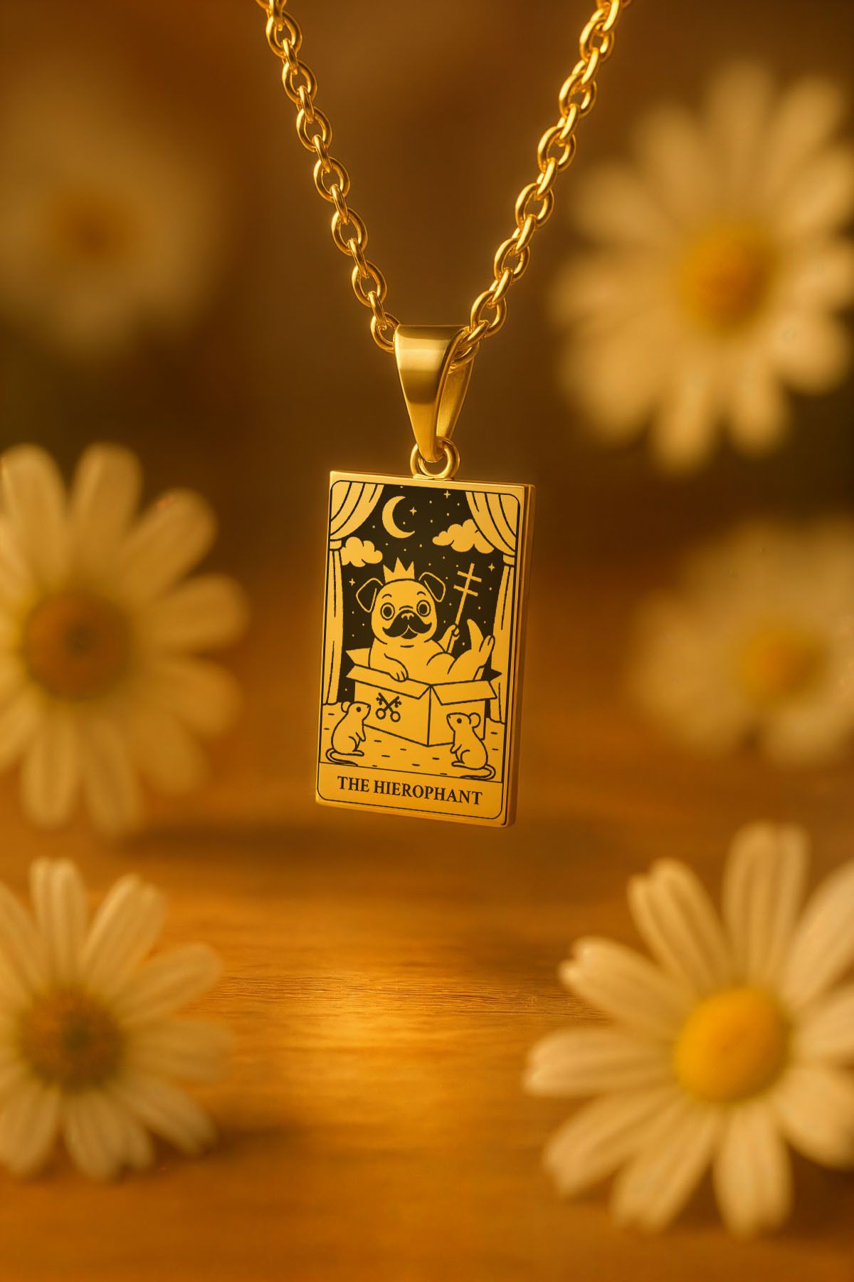 ArtinArt The Hierophant - Aziz Köpek Tarot Kart | 316L Çelik Kolye