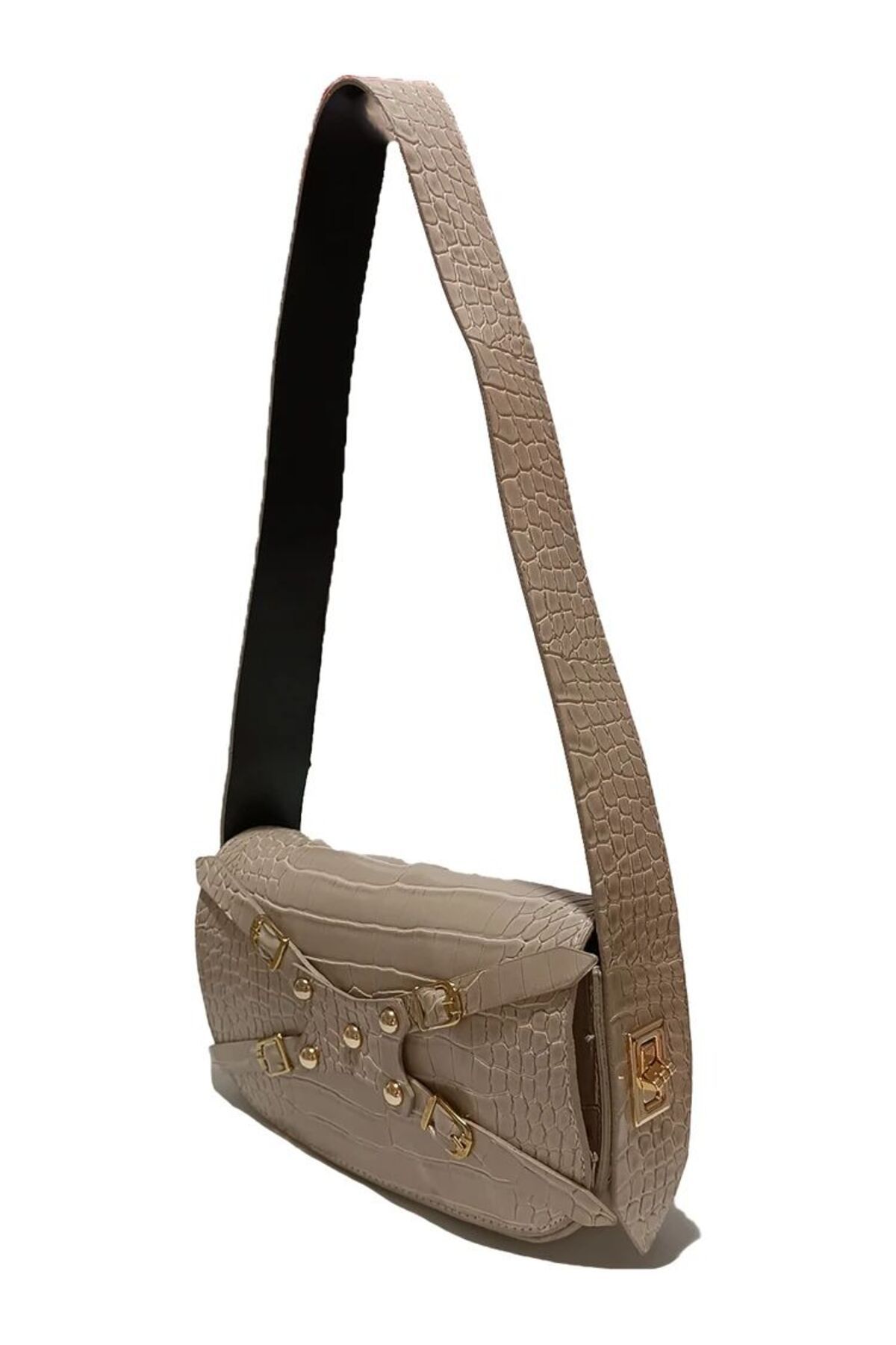 Tugchic Bags Kadın Kroko Manc Model Kalın Saplı Vizon El Ve Omuz Çantası
