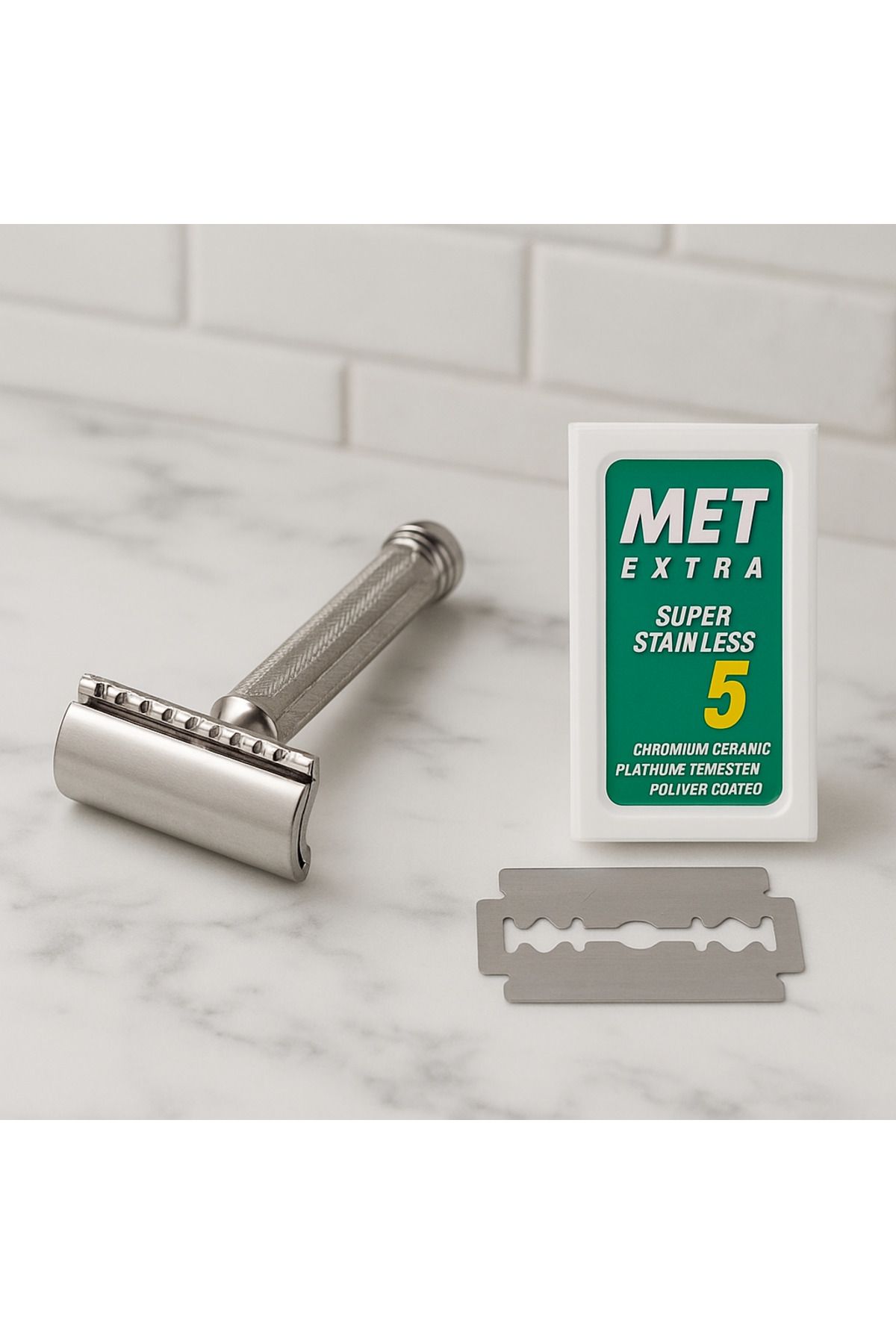 Metler Değiştirilebilir Jilet Hazneli Tıraş Aleti + 10'lu Yedek Yaprak Jilet 2'li Set Klasik Tıraş Makinesi