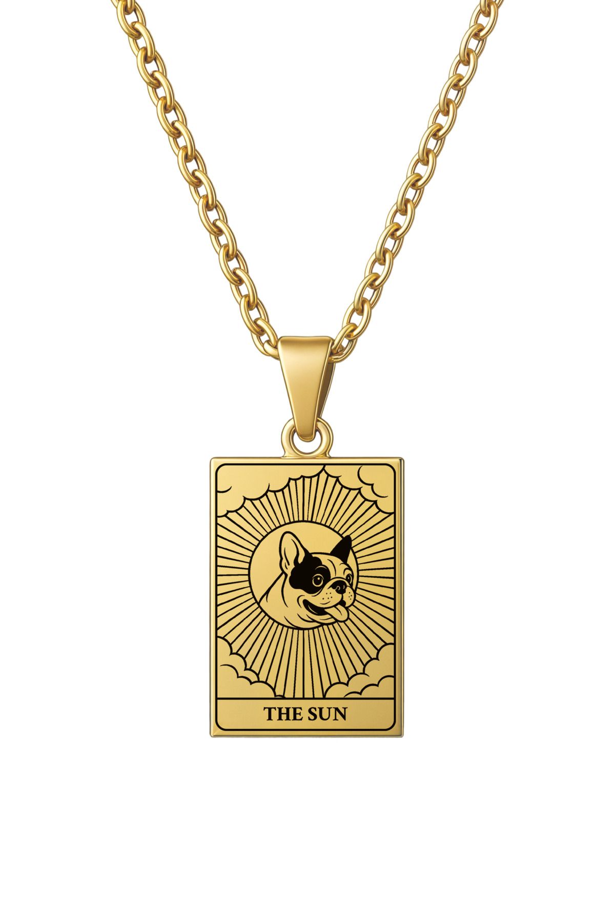 ArtinArt The Sun- Güneş Köpek Tarot Kart | 316L Çelik Kolye