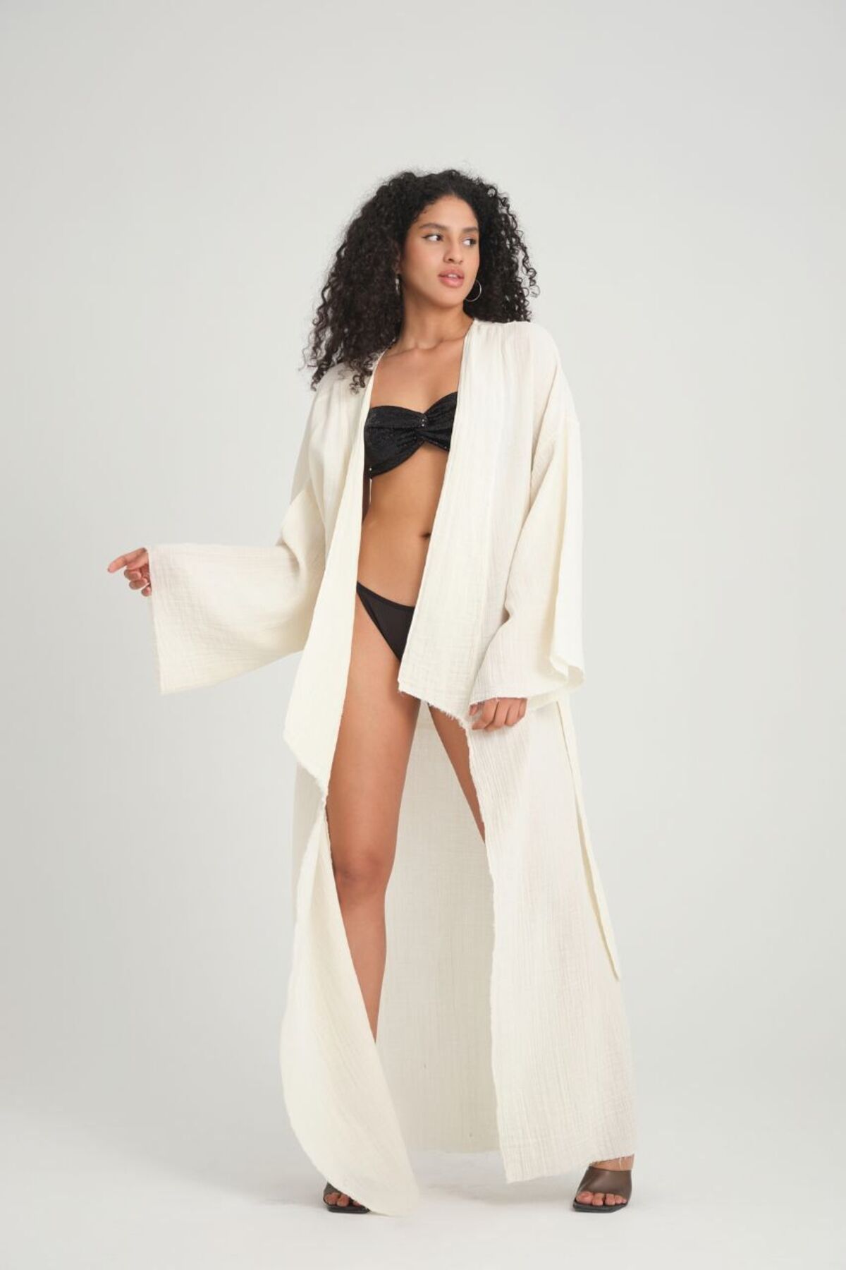 MODAGK Müslin Keten Kumaş Maxi Boy Tasarım Kimono