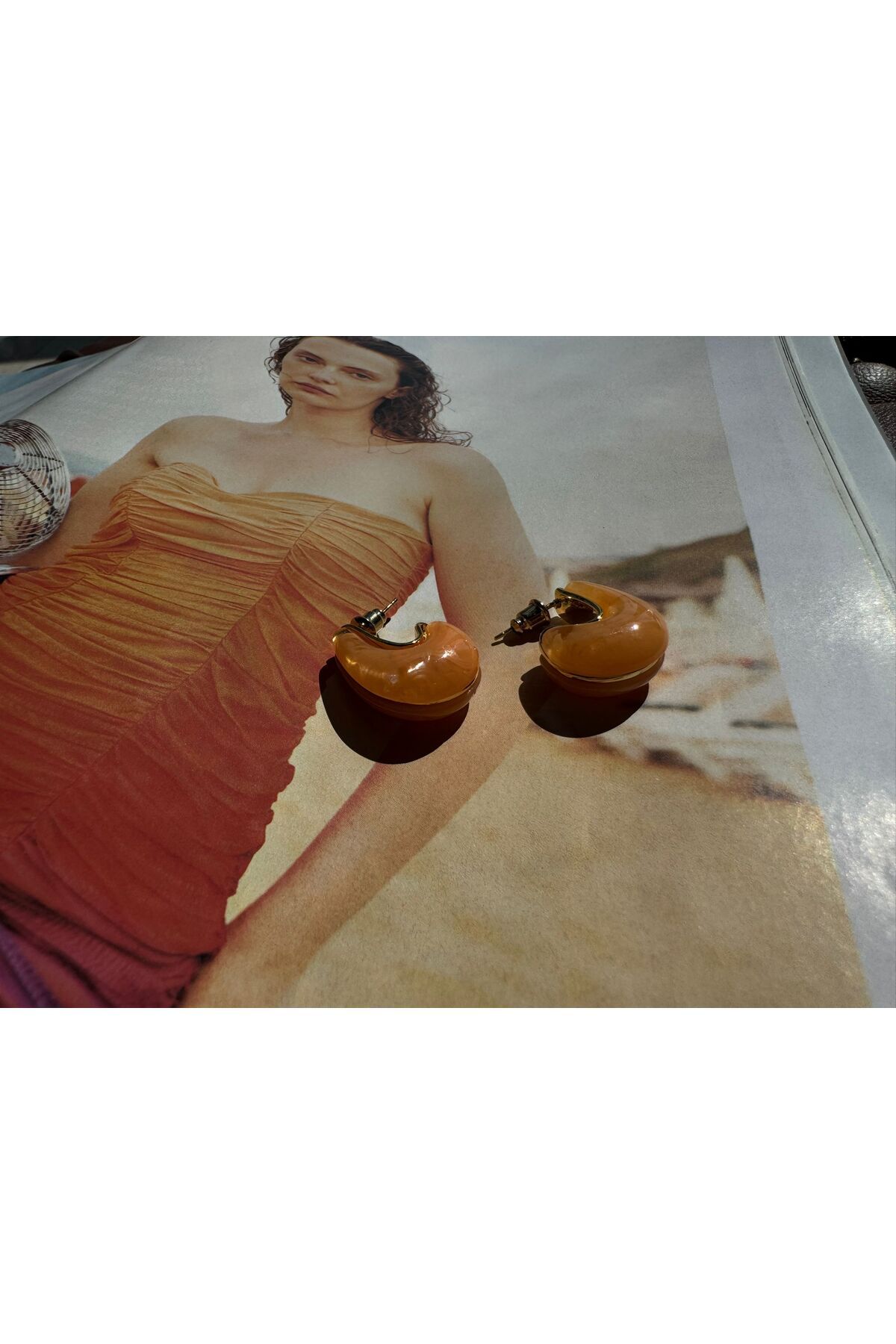 MODA Çelik Yaz Küpesi Soft Turuncu 2 cm