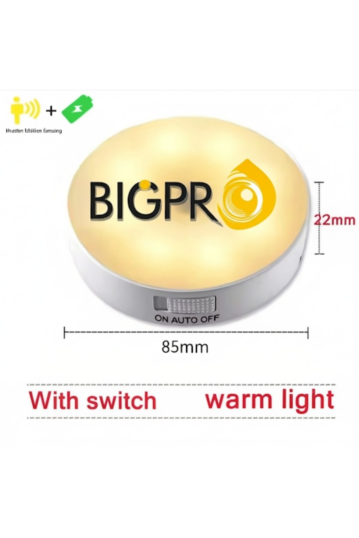 Bigpro Hareket Sensörlü Led Lamba – Mıknatıslı & Şarjlı,on/off/auto Düğmeli Kablosuz Aydınlatma