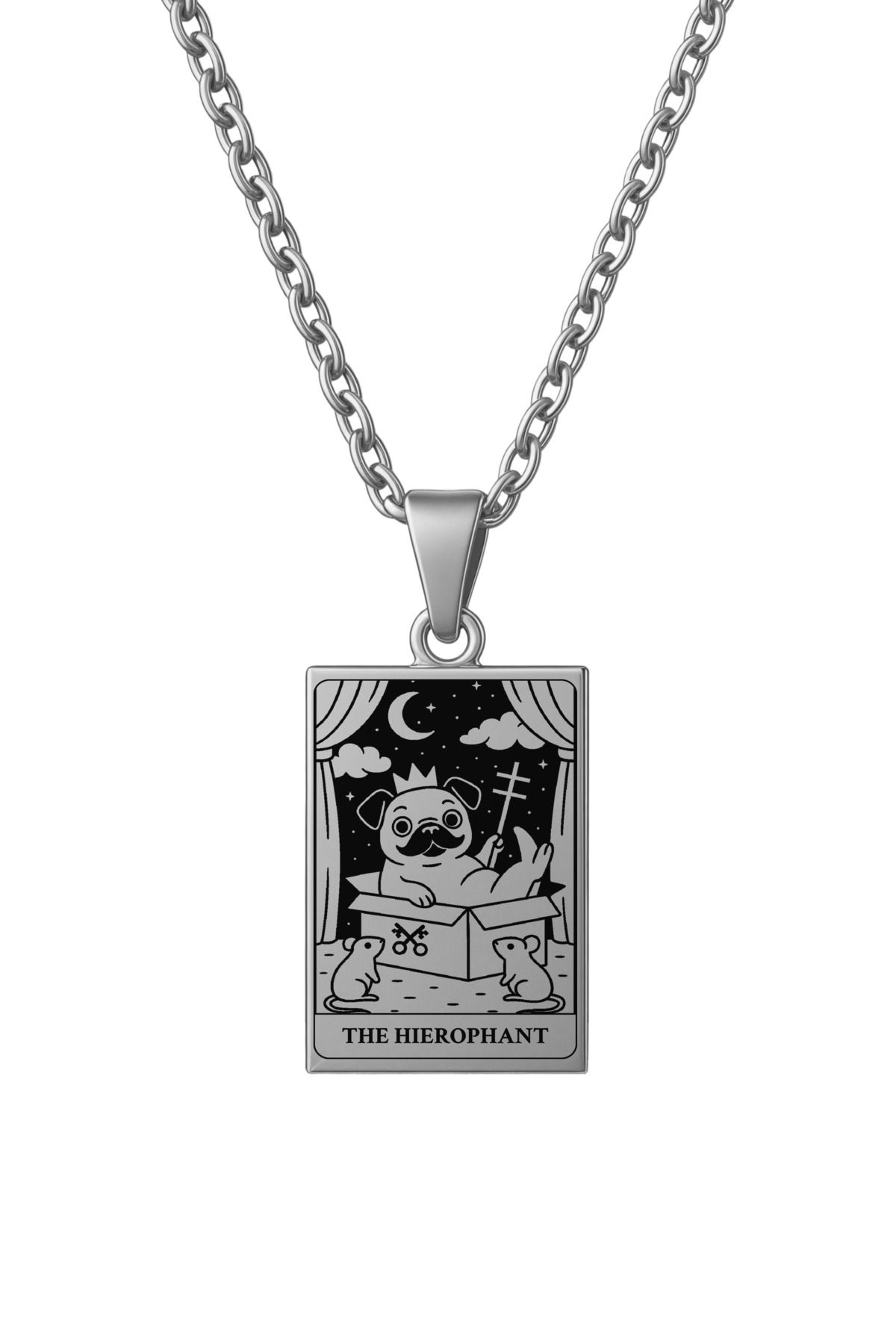 ArtinArt The Hierophant - Aziz Köpek Tarot Kart | 316L Çelik Kolye