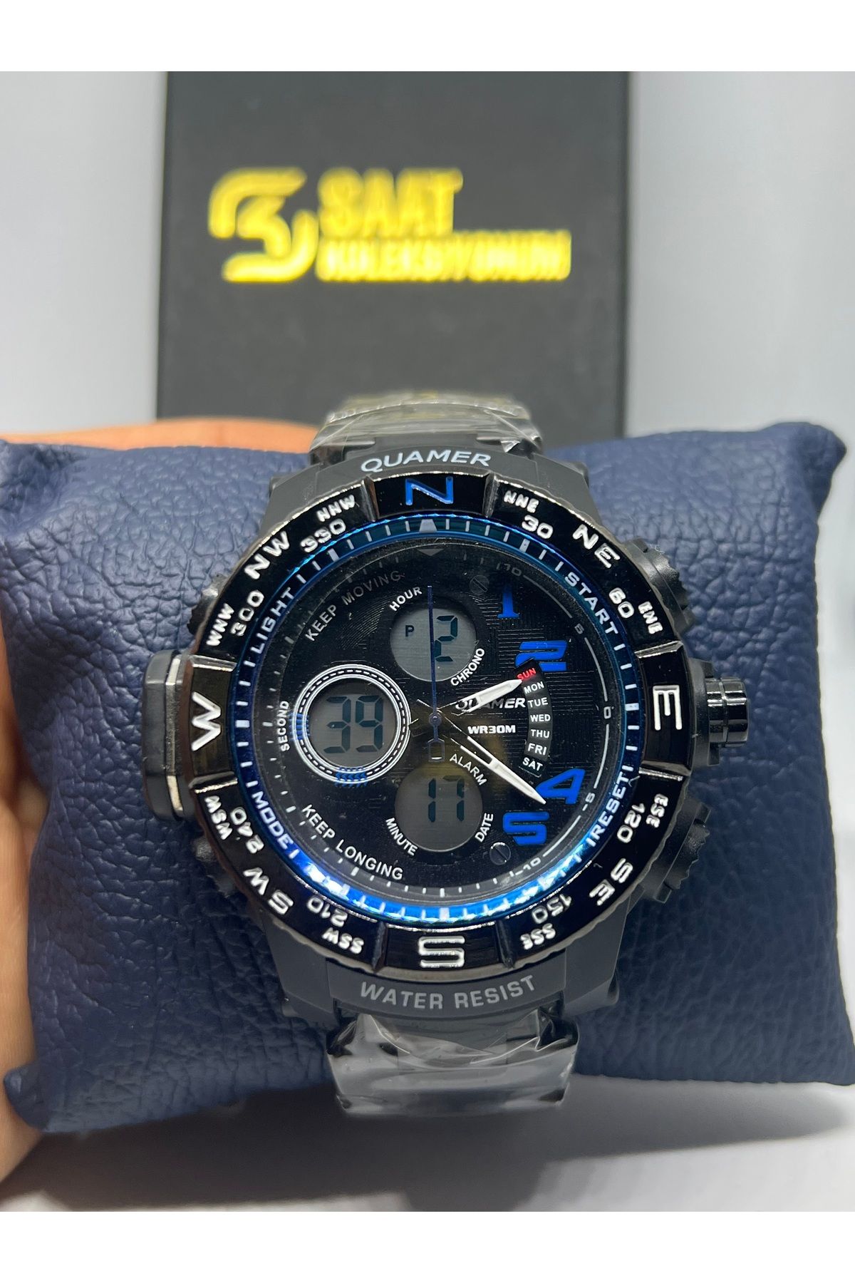 RENGARENK 30M Suya Dayanıklı Mavi Erkek Spor Saat - Analog Dijital, Alarm, Tarih, Işık