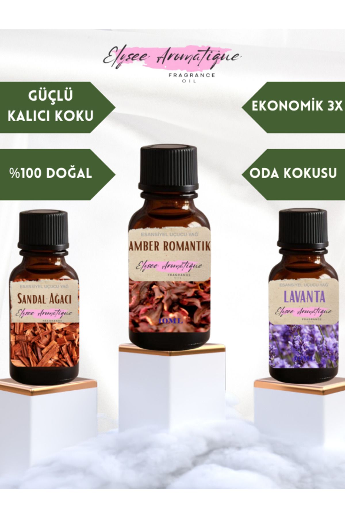 Elysee Aromatique 3'lü Set Esansiyel Uçucu Koku Yağı Difüzör Esansı Buhurdanlık Yağı Aromaterapi Yağı