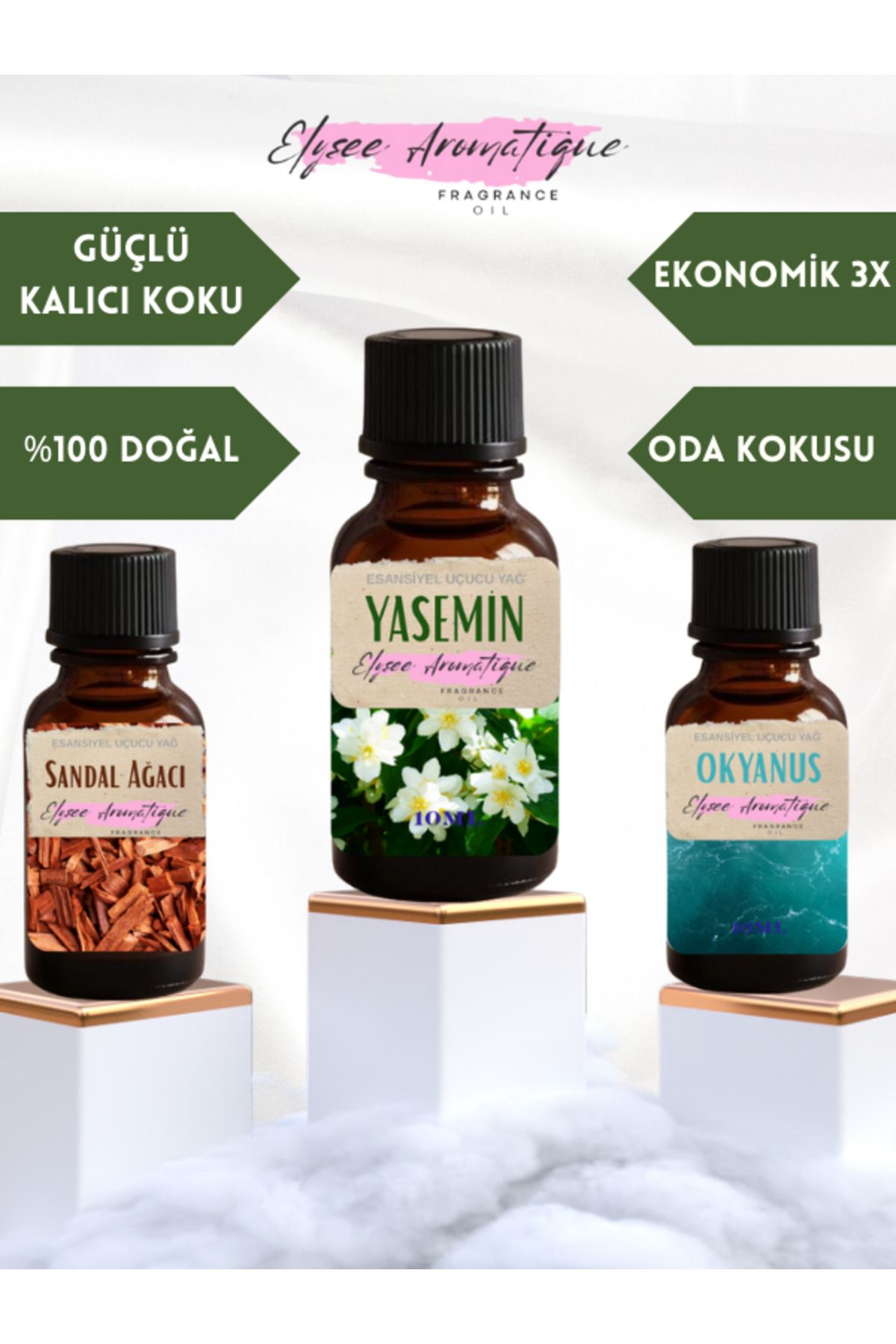 Elysee Aromatique 3'lü Set Esansiyel Uçucu Koku Yağı Difüzör Esansı Buhurdanlık Yağı Aromaterapi Yağı