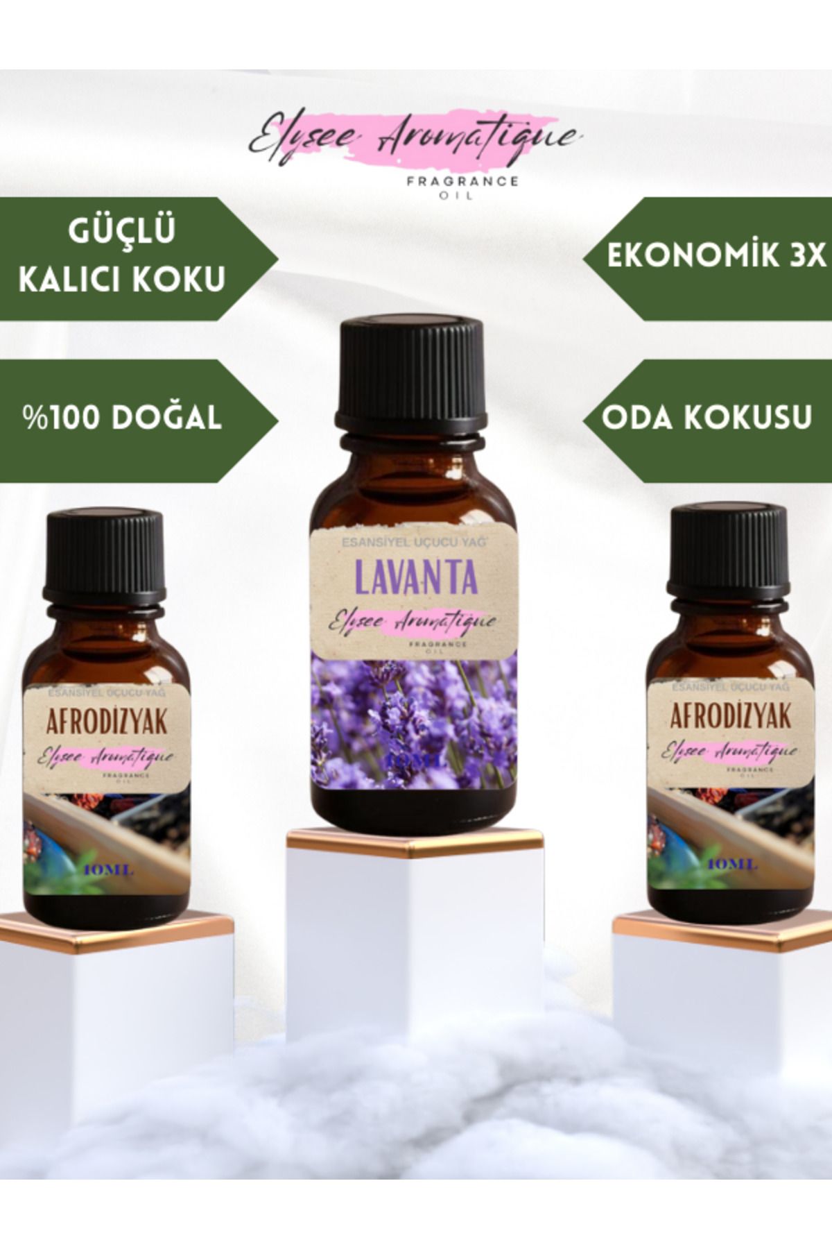 Elysee Aromatique 3'lü Set Esansiyel Uçucu Koku Yağı Difüzör Esansı Buhurdanlık Yağı Aromaterapi Yağı
