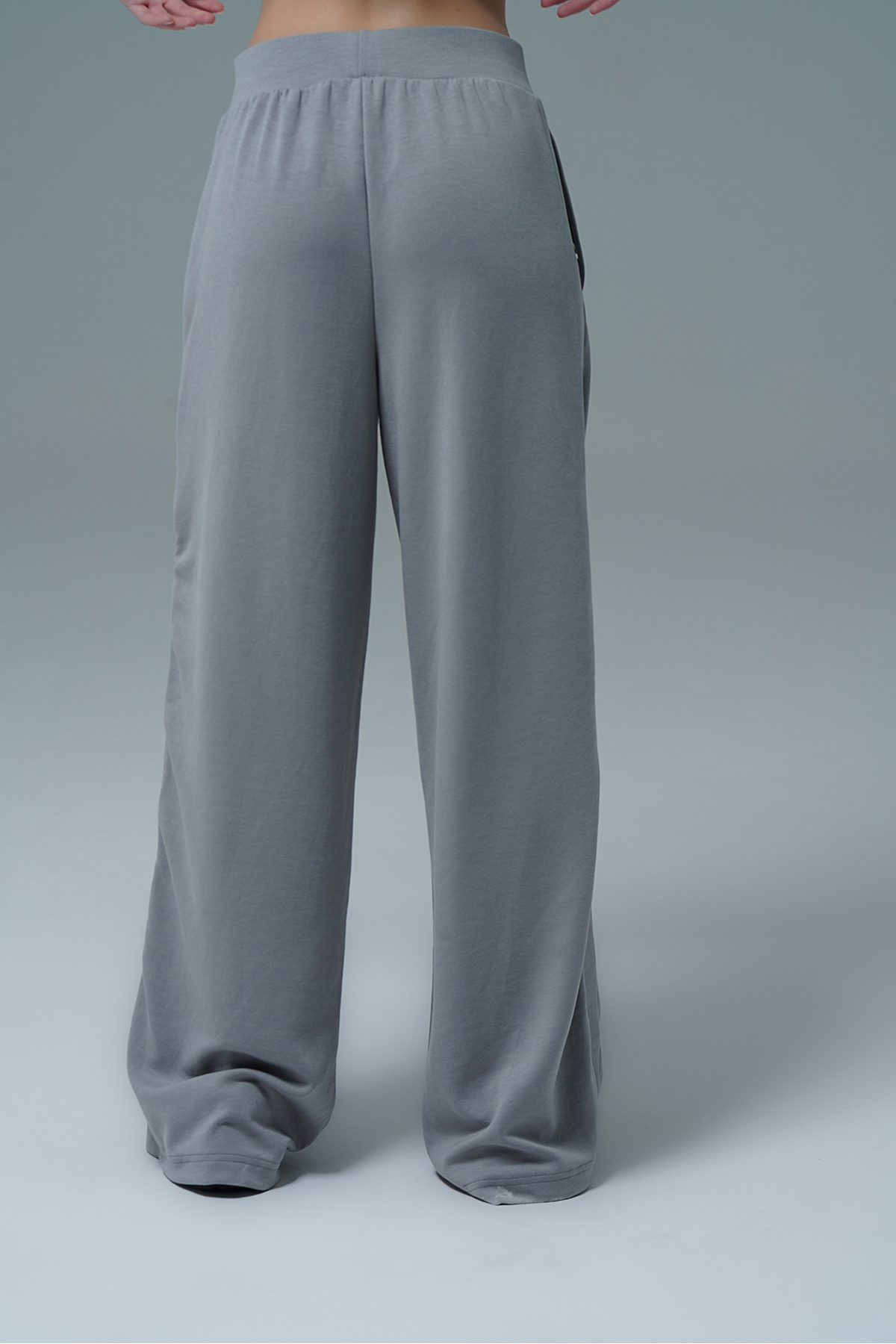 George Phoenix  Soft Touch - Gri Yüksek Bel Modal Kumaşlı Çıtçıtlı Kadın Palazzo Bol Paç - Görsel 7