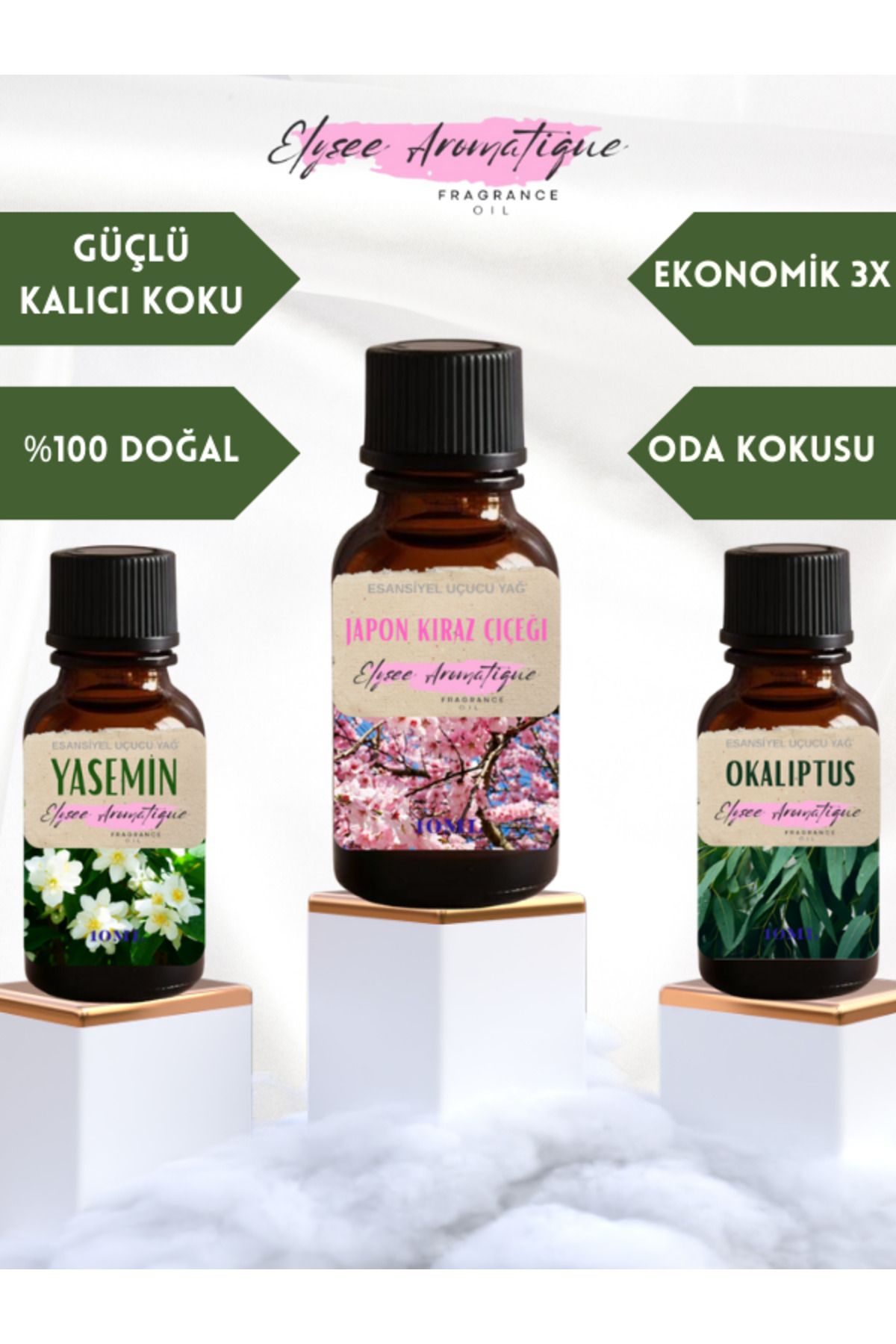 Elysee Aromatique 3'lü Set Esansiyel Uçucu Koku Yağı Difüzör Esansı Buhurdanlık Yağı Aromaterapi Yağı