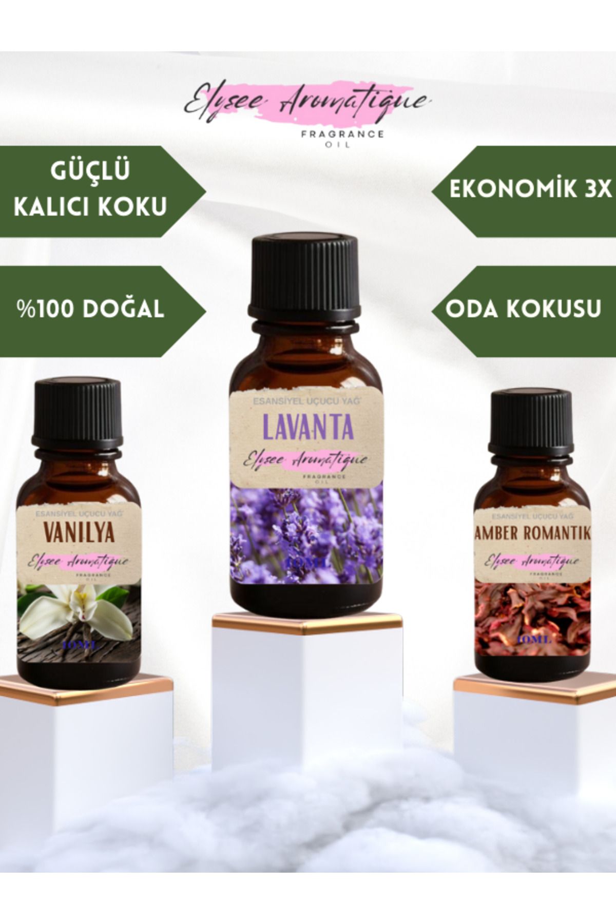 Elysee Aromatique 3'lü Set Esansiyel Uçucu Koku Yağı Difüzör Esansı Buhurdanlık Yağı Aromaterapi Yağı