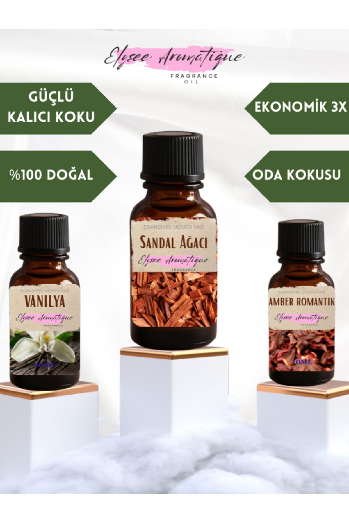 Elysee Aromatique 3'lü Set Esansiyel Uçucu Koku Yağı Difüzör Esansı Buhurdanlık Yağı Aromaterapi Yağı