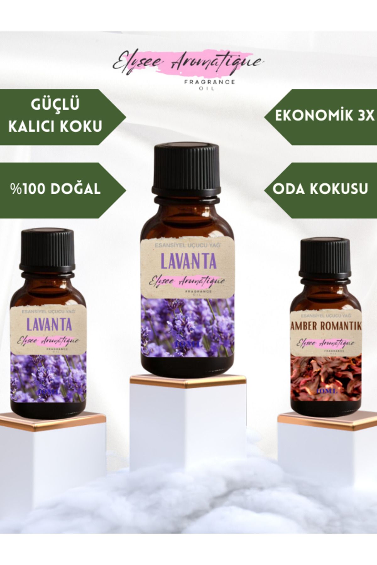 Elysee Aromatique 3'lü Set Esansiyel Uçucu Koku Yağı Difüzör Esansı Buhurdanlık Yağı Aromaterapi Yağı
