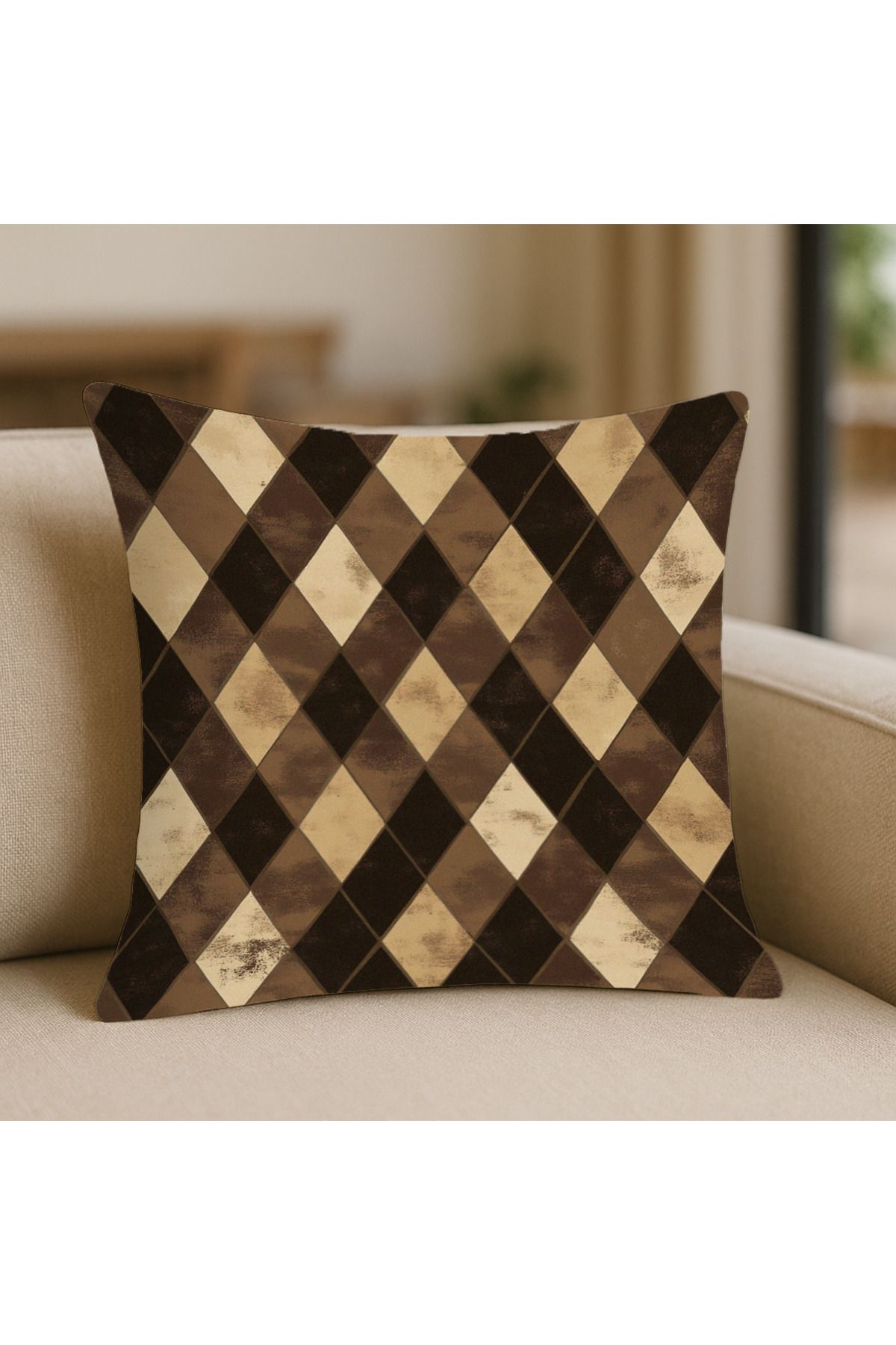 TURKISHRUG KINGDOM Kilim Tarz Bordo Desenli Kırlent Kılıfı – 43x43 cm, Çift Taraflı, Fermuarlı, Yıkanabilir