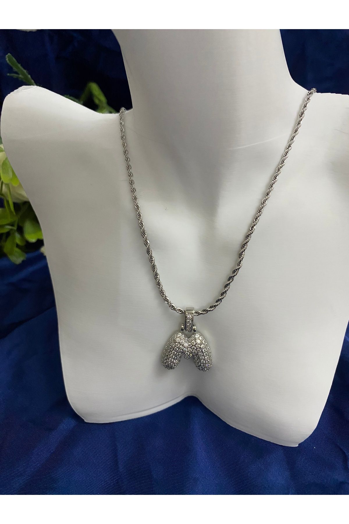 asem jewelry ÇELİK M HARF KOLYE
