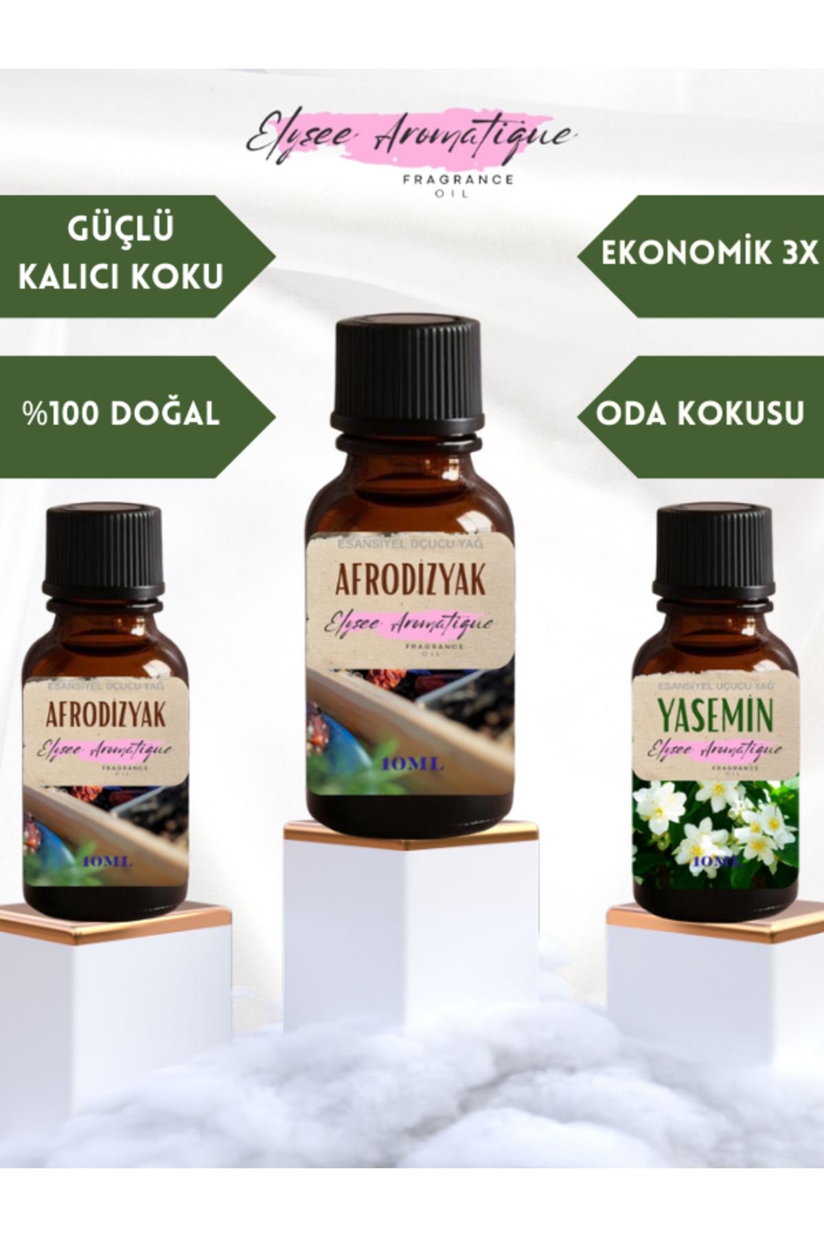 Elysee Aromatique 3'lü Set Esansiyel Uçucu Koku Yağı Difüzör Esansı Buhurdanlık Yağı Aromaterapi Yağı
