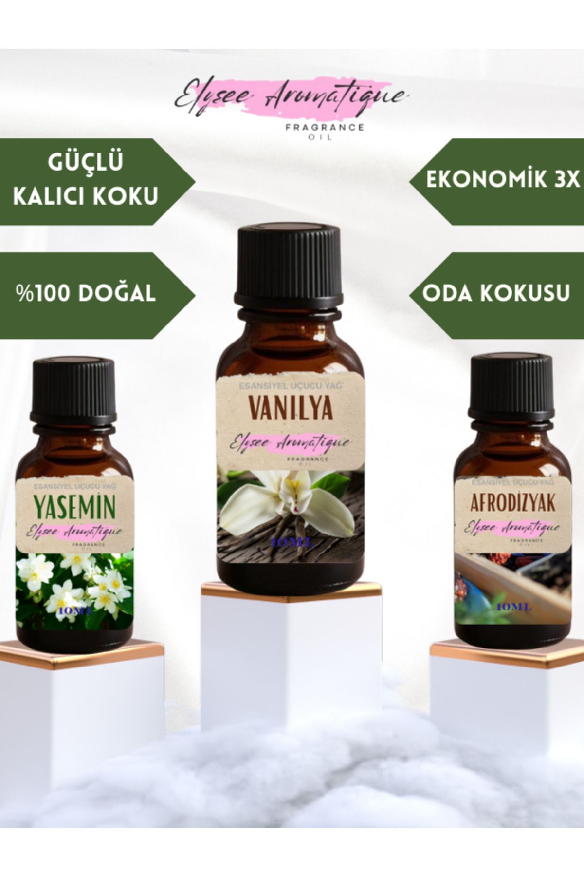 Elysee Aromatique 3'lü Set Esansiyel Uçucu Koku Yağı Difüzör Esansı Buhurdanlık Yağı Aromaterapi Yağı