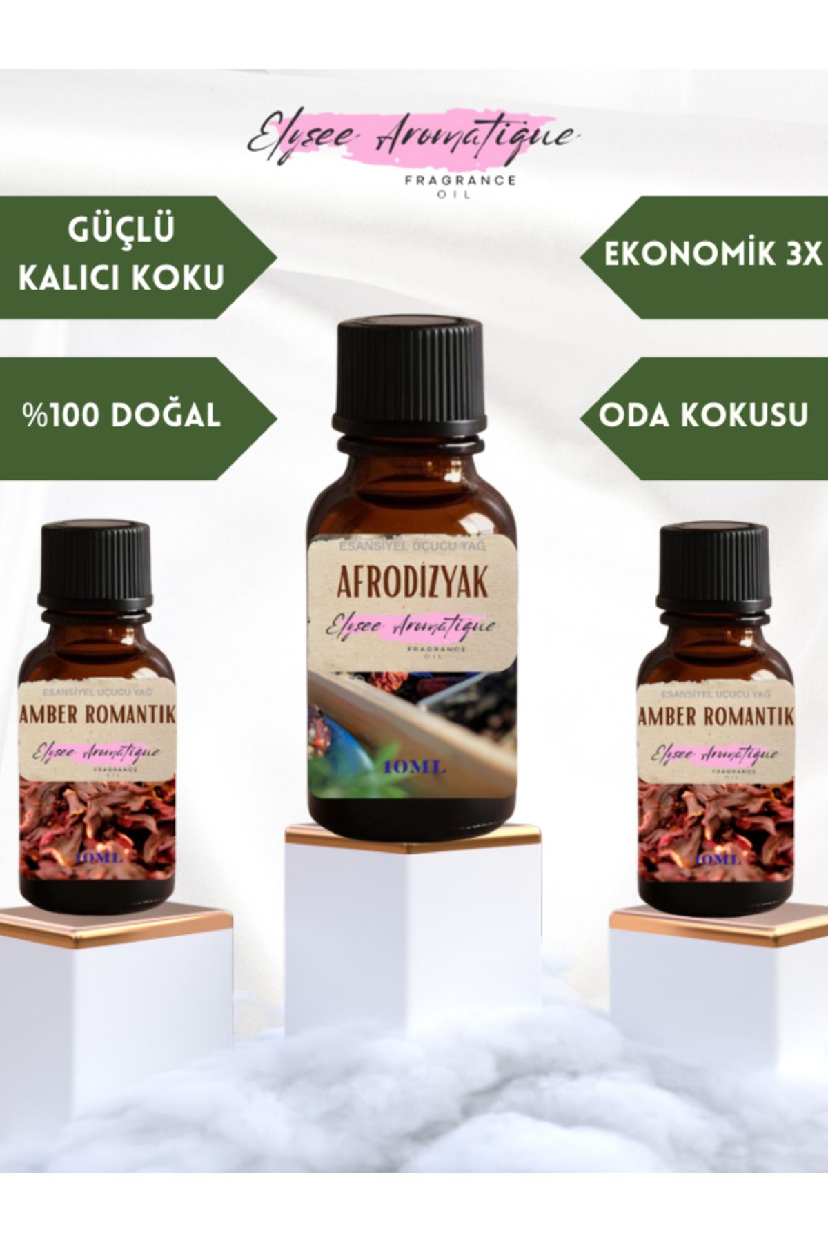 Elysee Aromatique 3'lü Set Esansiyel Uçucu Koku Yağı Difüzör Esansı Buhurdanlık Yağı Aromaterapi Yağı