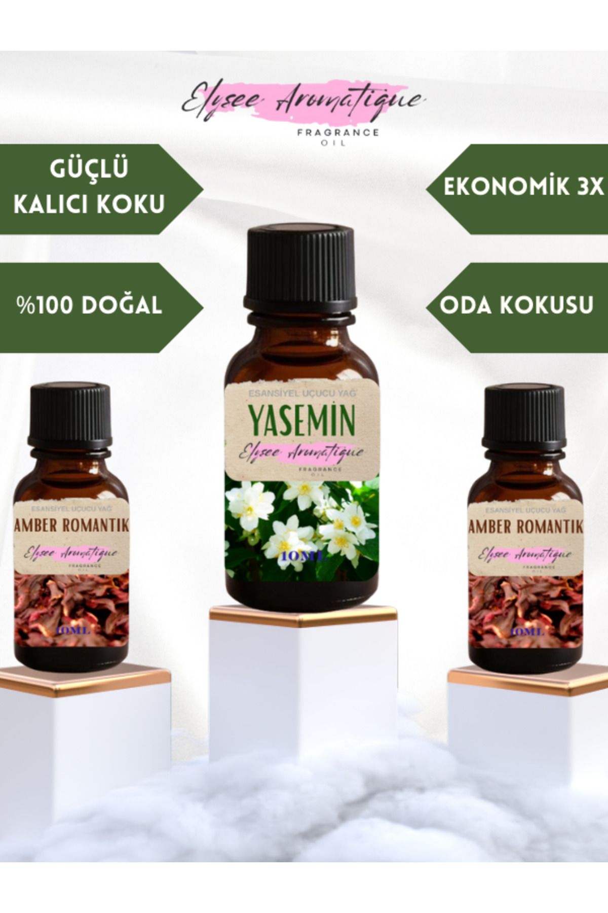 Elysee Aromatique 3'lü Set Esansiyel Uçucu Koku Yağı Difüzör Esansı Buhurdanlık Yağı Aromaterapi Yağı