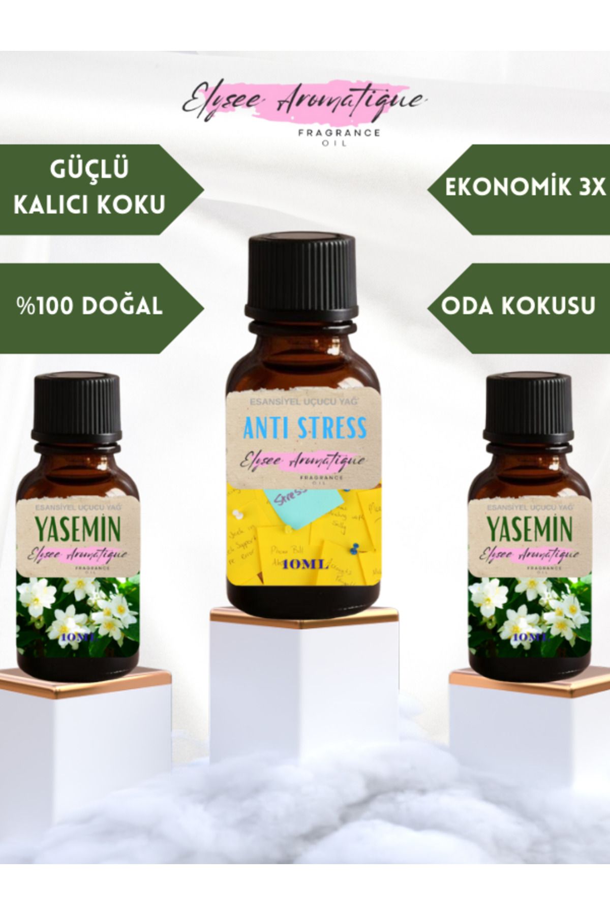 Elysee Aromatique 3'lü Set Esansiyel Uçucu Koku Yağı Difüzör Esansı Buhurdanlık Yağı Aromaterapi Yağı