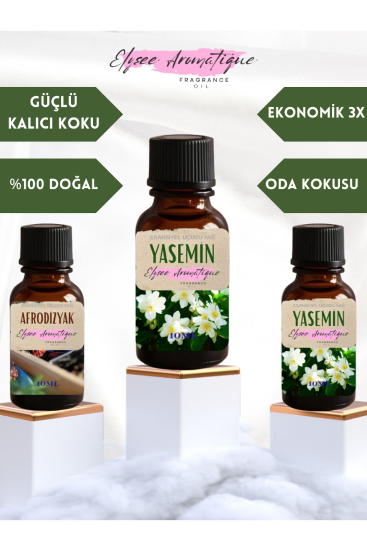 Elysee Aromatique 3'lü Set Esansiyel Uçucu Koku Yağı Difüzör Esansı Buhurdanlık Yağı Aromaterapi Yağı