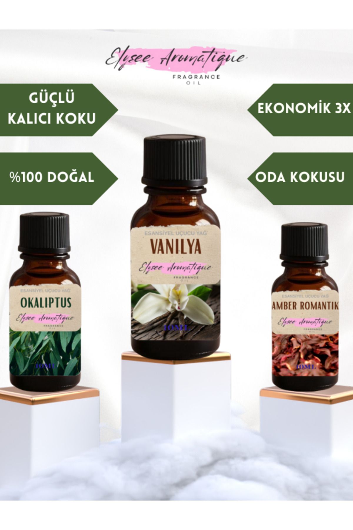 Elysee Aromatique 3'lü Set Esansiyel Uçucu Koku Yağı Difüzör Esansı Buhurdanlık Yağı Aromaterapi Yağı