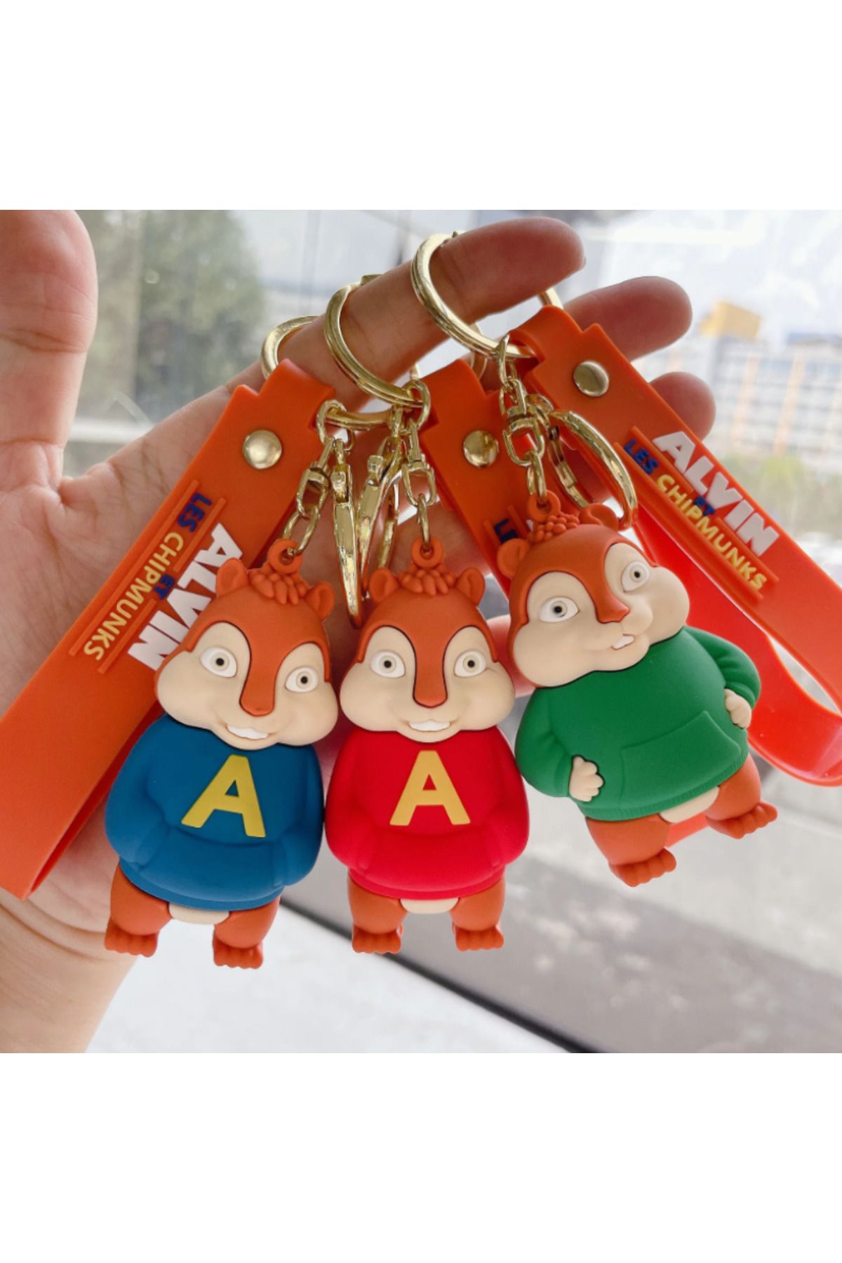 Bizde Ne Yok ki Alvin Chipmunks 3D Silikon Anahtarlık Çanta süsü Oyuncak Figür (3 Adet Gönderilir)