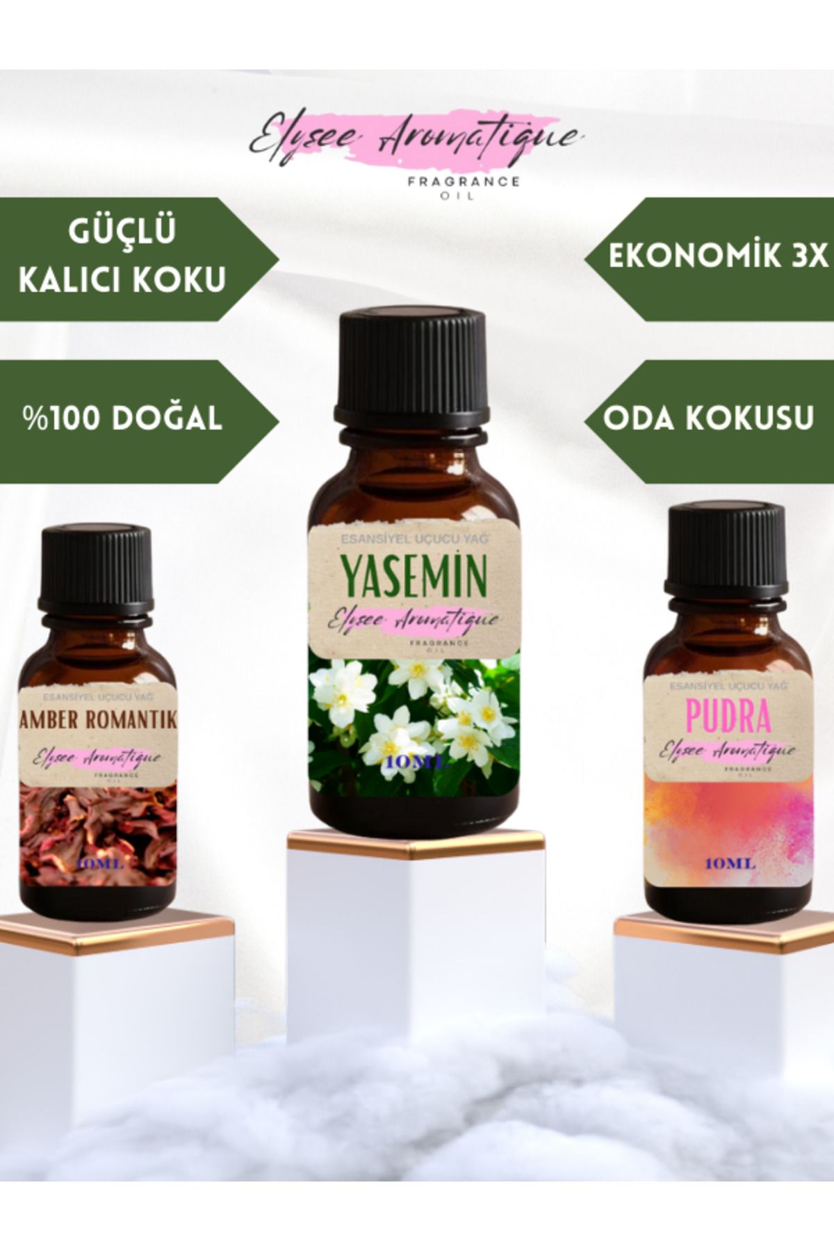 Elysee Aromatique 3'lü Set Esansiyel Uçucu Koku Yağı Difüzör Esansı Buhurdanlık Yağı Aromaterapi Yağı