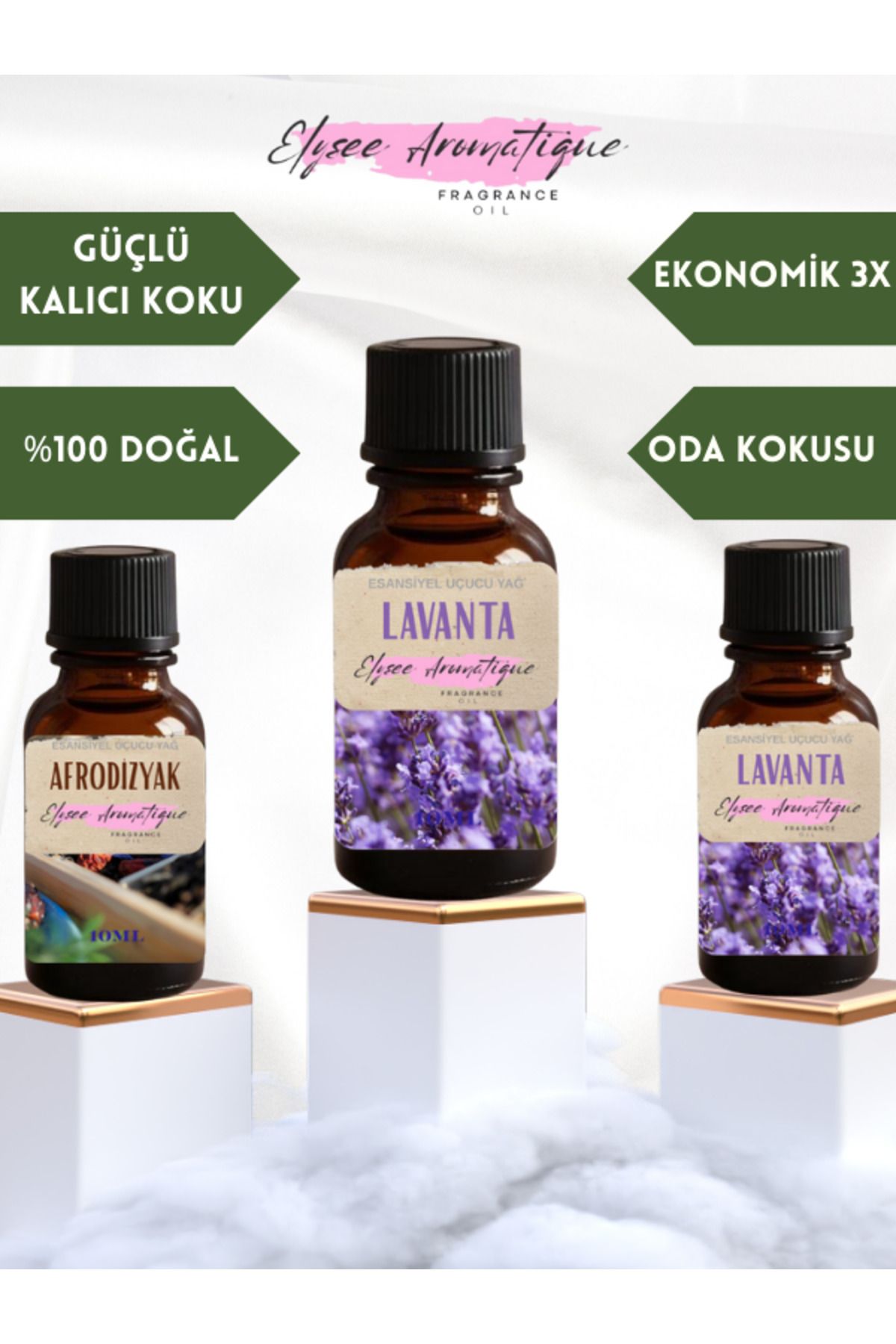 Elysee Aromatique 3'lü Set Esansiyel Uçucu Koku Yağı Difüzör Esansı Buhurdanlık Yağı Aromaterapi Yağı