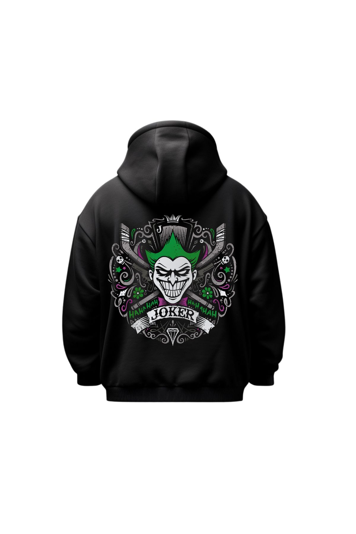 Huw Joker DC Comics Sırt Baskı Unisex Regular Hoodie Sweatshirt