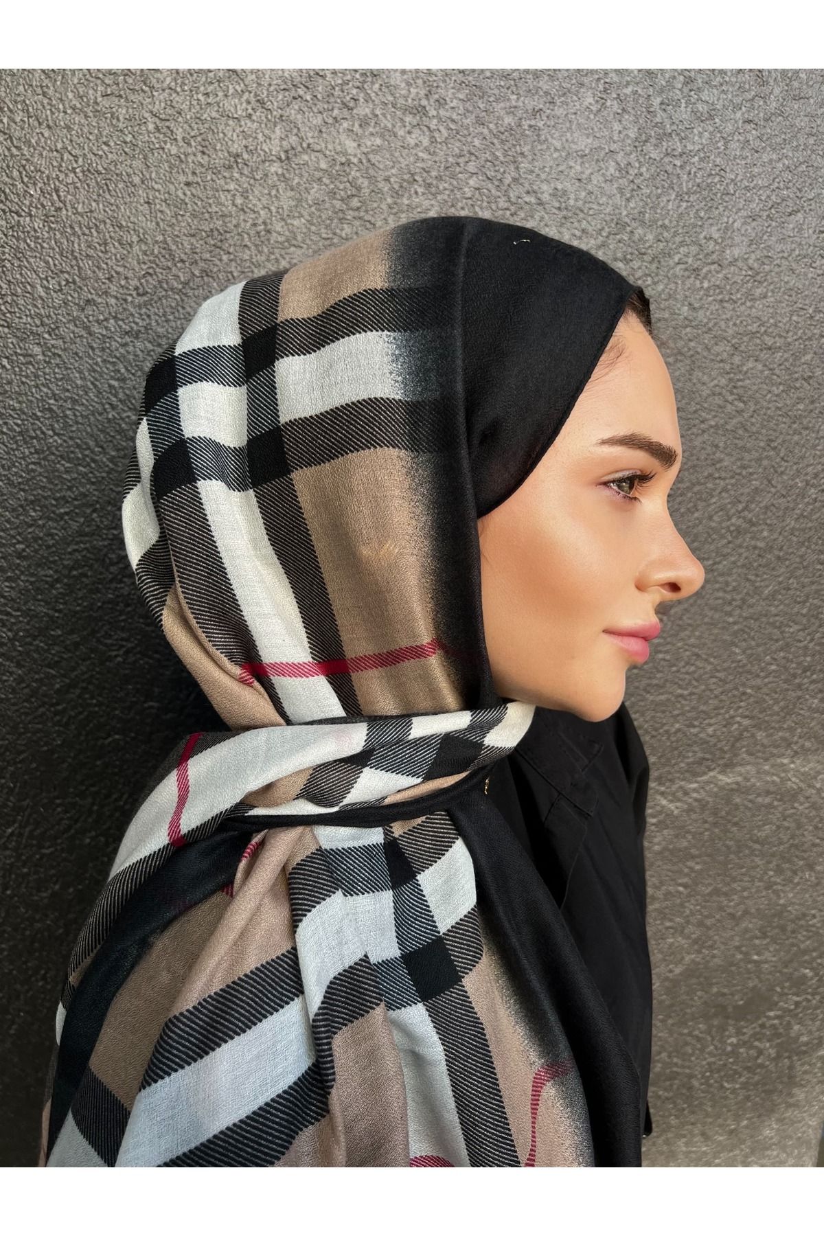 Sahrafashionn Burberry Desen Keten Yün Şal