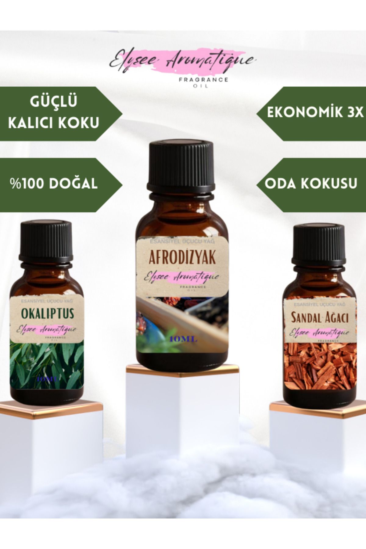 Elysee Aromatique 3'lü Set Esansiyel Uçucu Koku Yağı Difüzör Esansı Buhurdanlık Yağı Aromaterapi Yağı