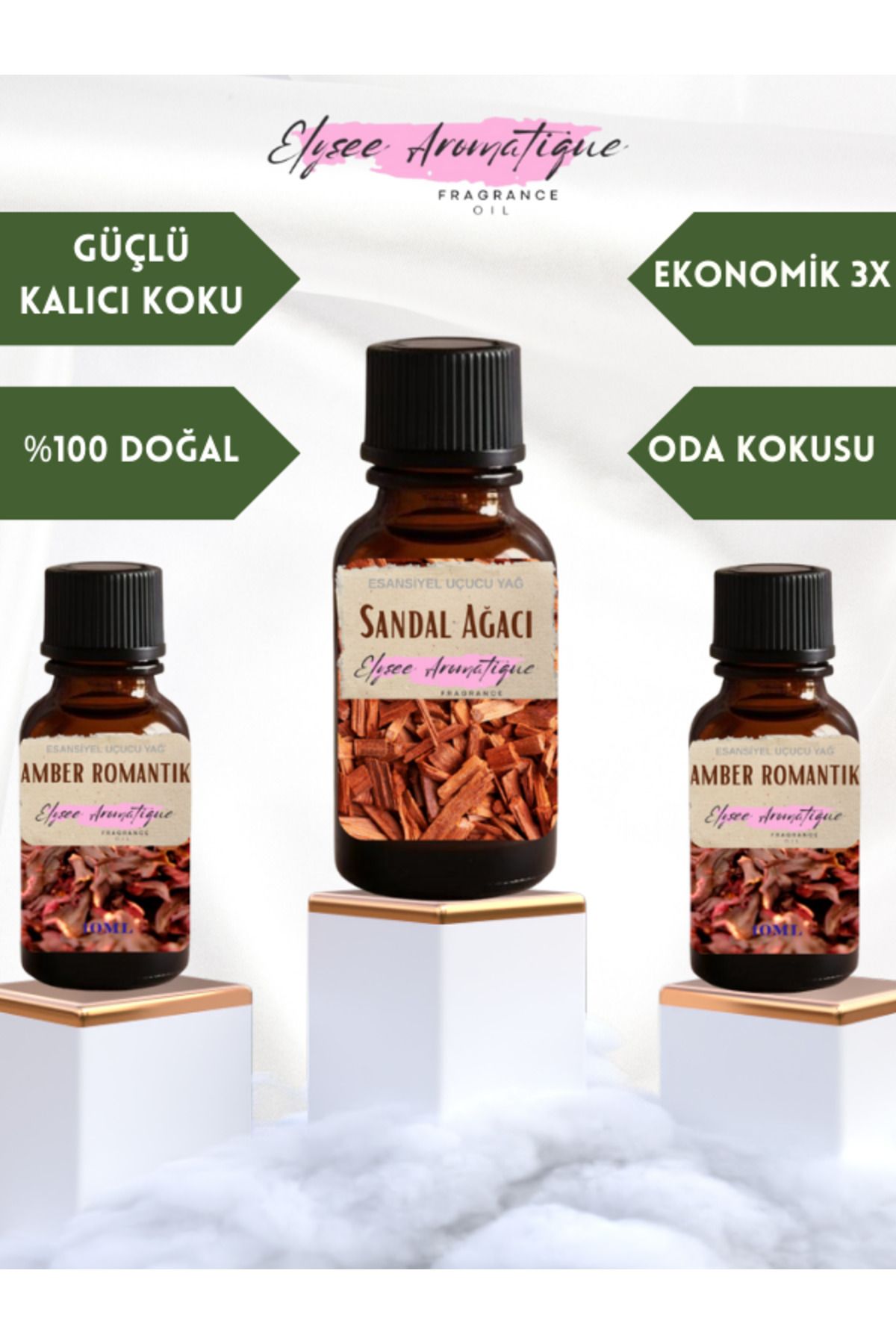 Elysee Aromatique 3'lü Set Esansiyel Uçucu Koku Yağı Difüzör Esansı Buhurdanlık Yağı Aromaterapi Yağı