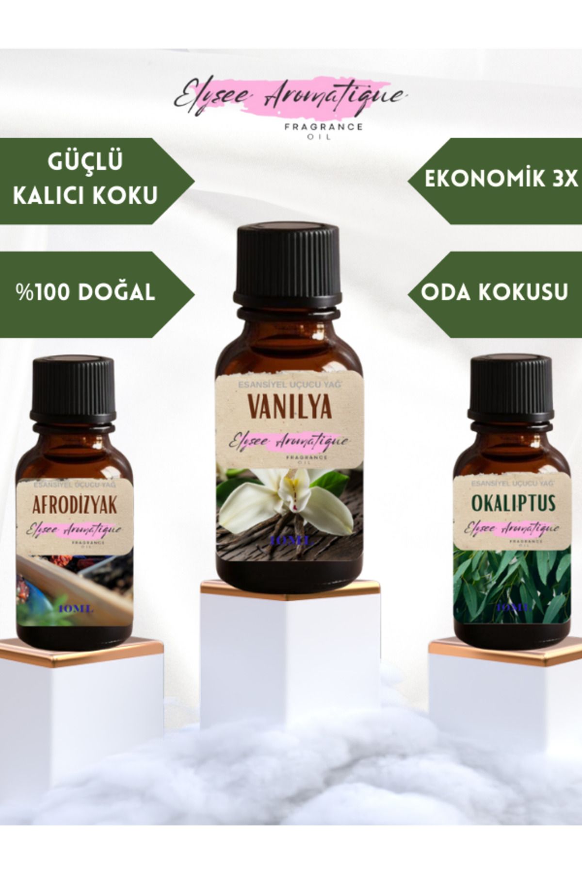 Elysee Aromatique 3'lü Set Esansiyel Uçucu Koku Yağı Difüzör Esansı Buhurdanlık Yağı Aromaterapi Yağı
