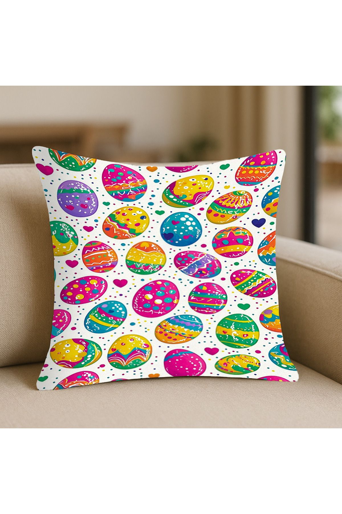 TURKISHRUG KINGDOM Renkli Tarz Mor Desenli Kırlent Kılıfı – 43x43 cm, Çift Taraflı, Fermuarlı, Yıkanabilir