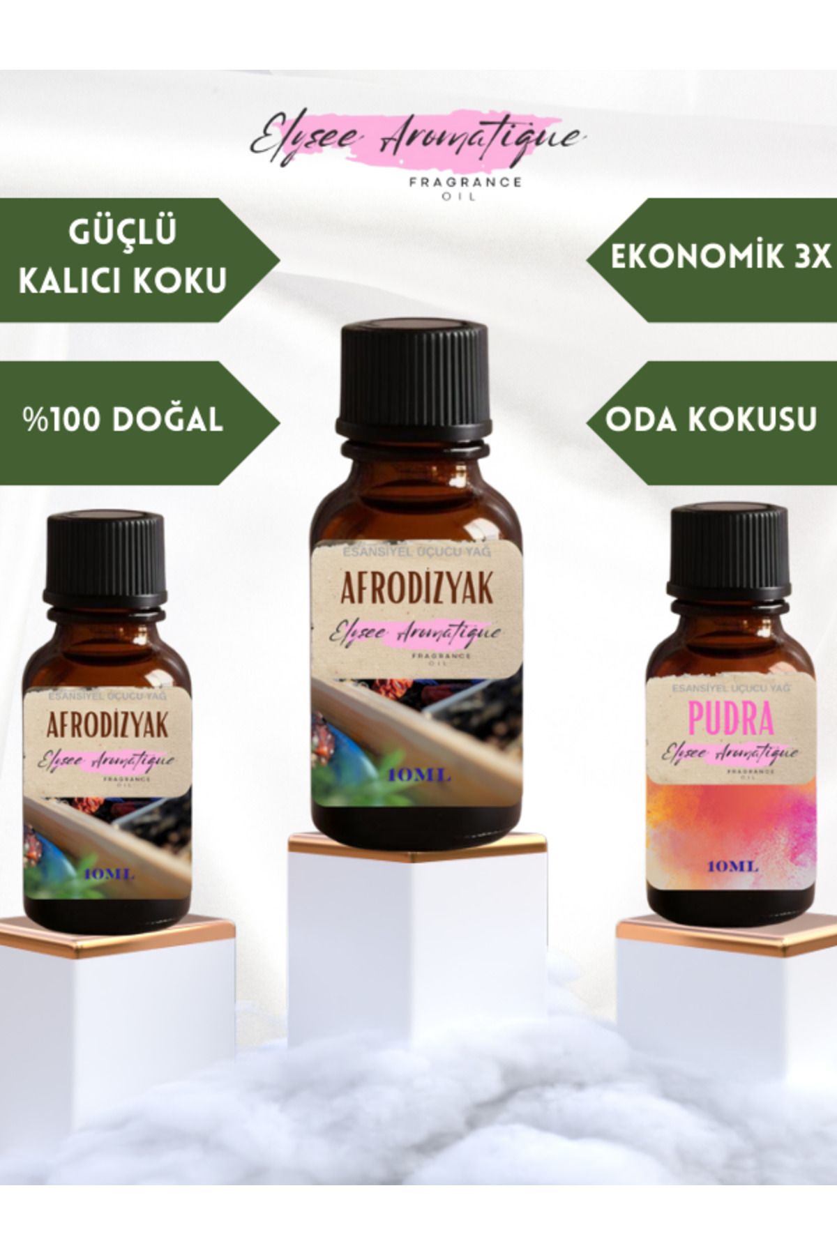 Elysee Aromatique 3'lü Set Esansiyel Uçucu Koku Yağı Difüzör Esansı Buhurdanlık Yağı Aromaterapi Yağı