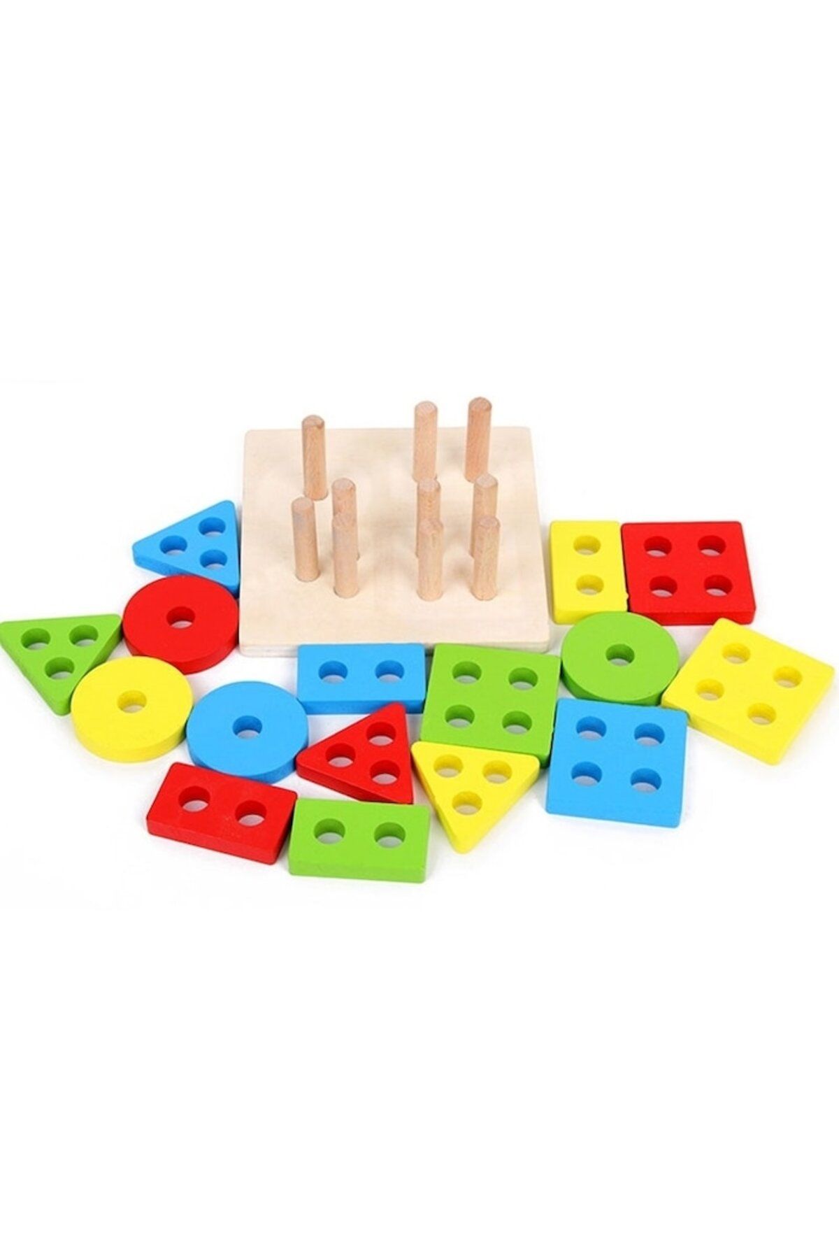 Picodino-Jucarii Montessori pentru copii, 16 piese din lemn, puzzle, forme geometrice, 4 coloane de sortare 3