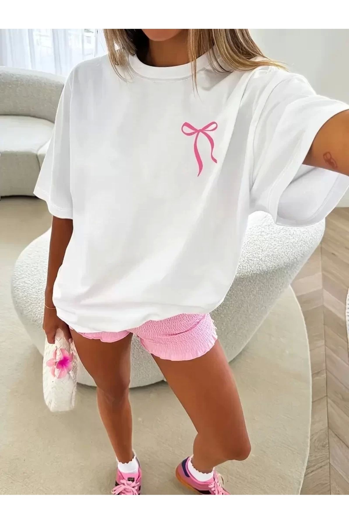 AE Stil Sporda Günlük Hayata Giyilebilir GYM Baskılı Oversize Bisiklet Yaka Erkek T-shirt - Beyaz