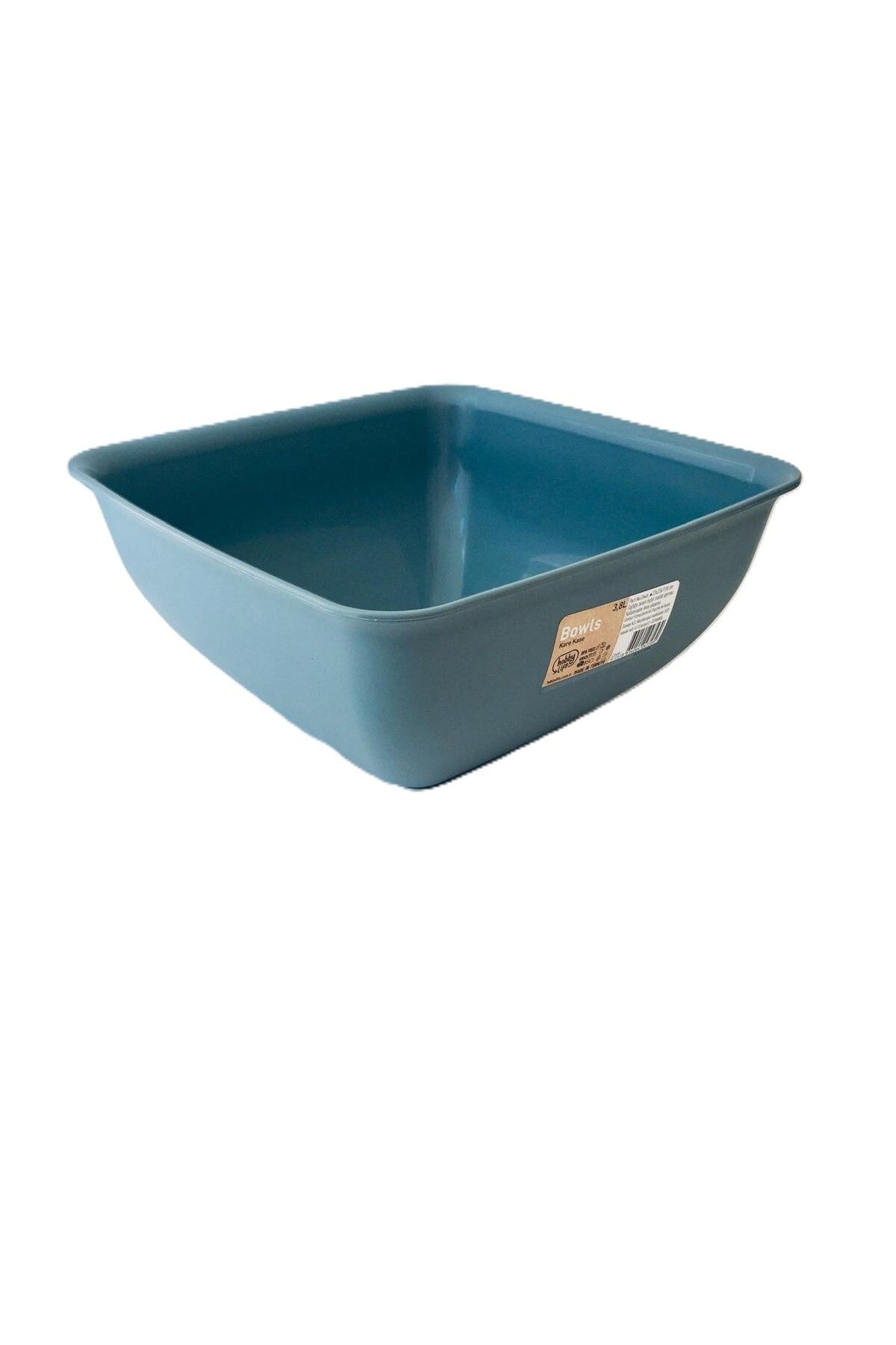 HOBBY LİFE Büyük Boy Bowls Kare Kase 3,8 Litre & Mavi -Bpa Free- 1 Adet