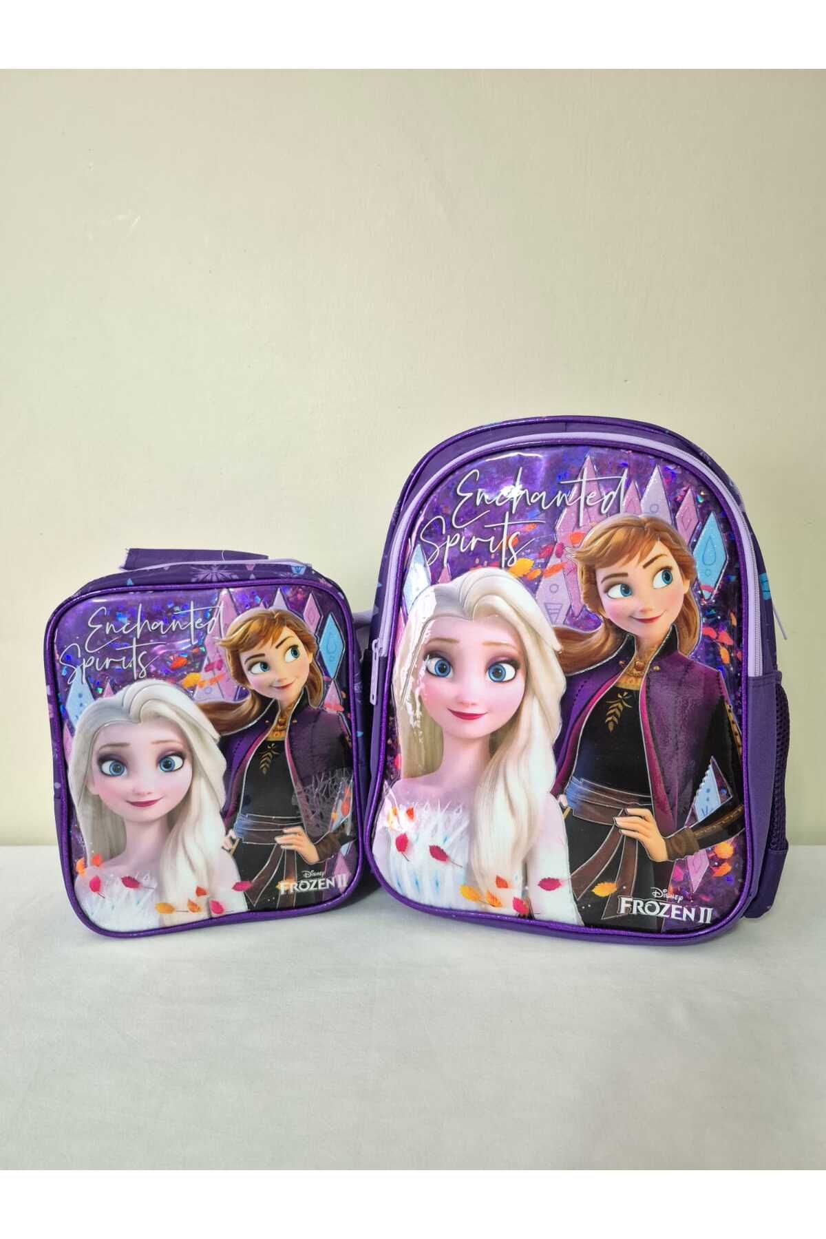 great bags Lisanslı Prensesler Elsa Mor Renk Ortopedik İlkokul Çantası Ve Beslenme Çantası İlk Okul Seti