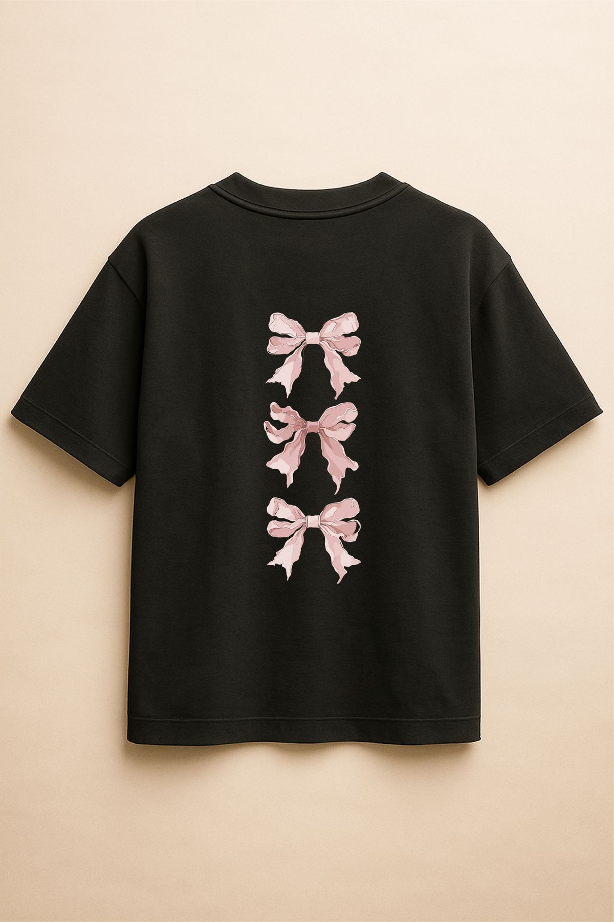 Altair Tr Siyah Renk Oversize Kurdele Baskılı Unisex Tişört T-Shirt